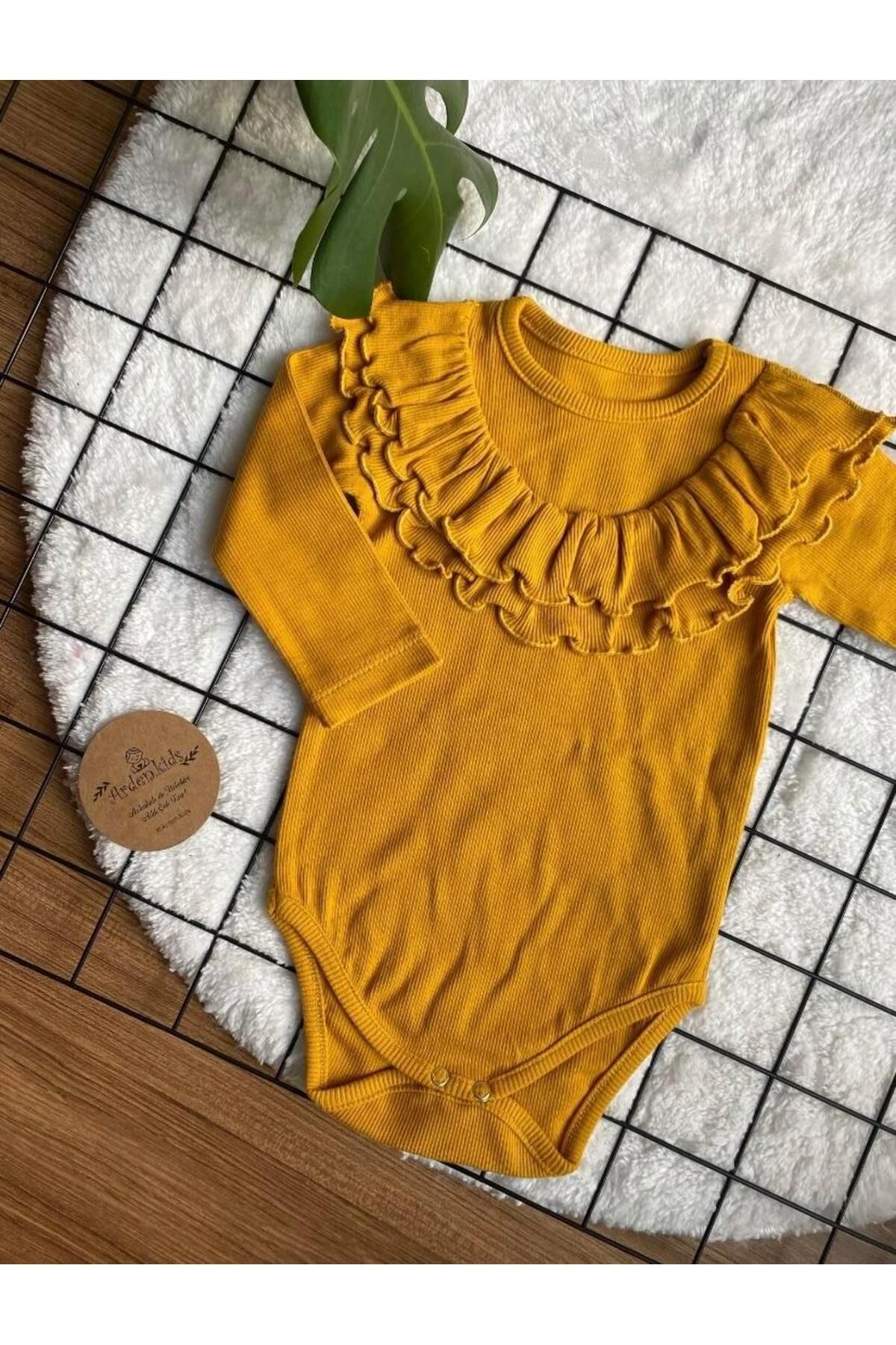 ArdenKids Hardal Fırfır Yaka Baby Romper