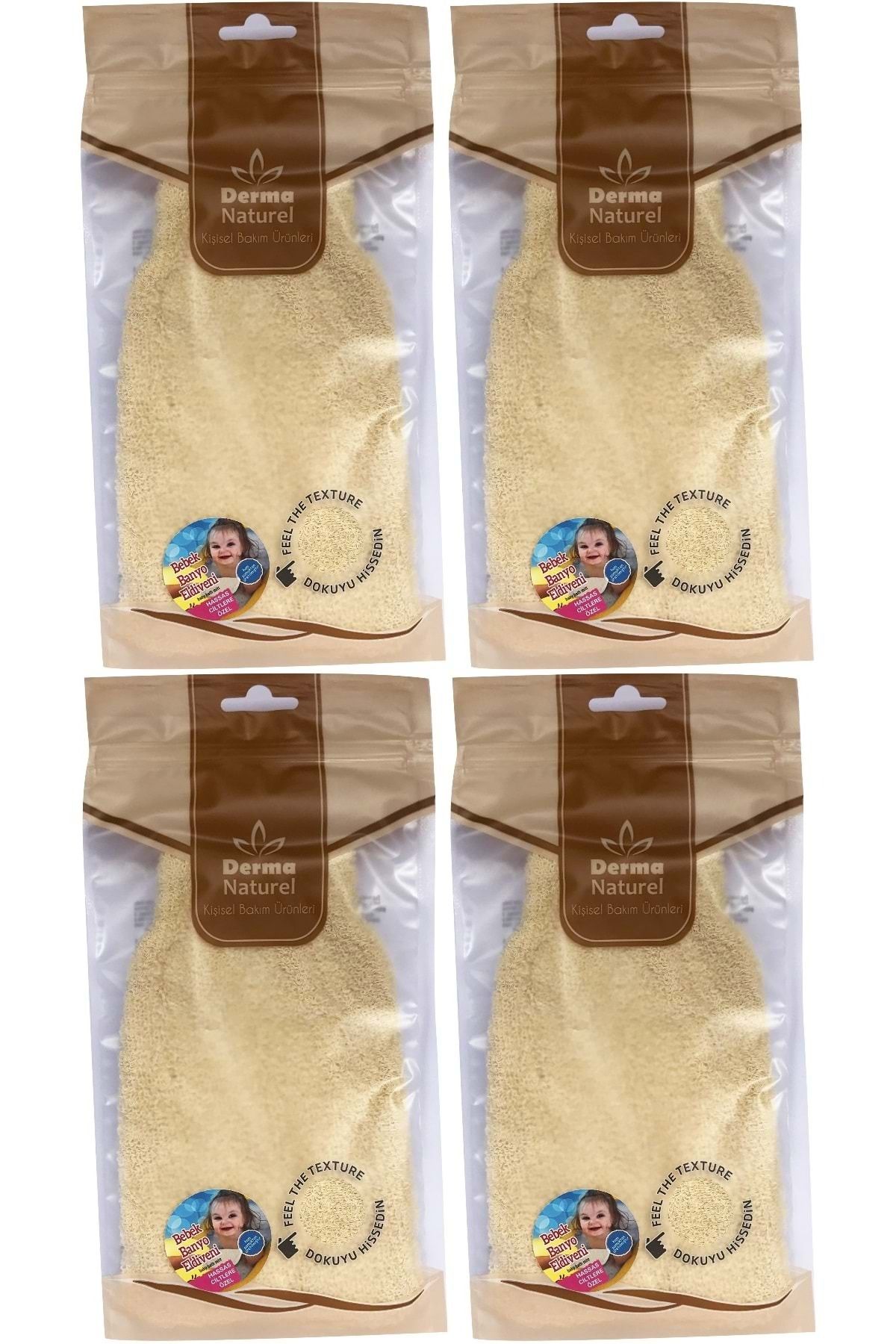 Derma Naturel Bebek Banyo Eldiveni Hassas Ciltlere Özel (15*24CM) MS-01 (4 Lü Set)
