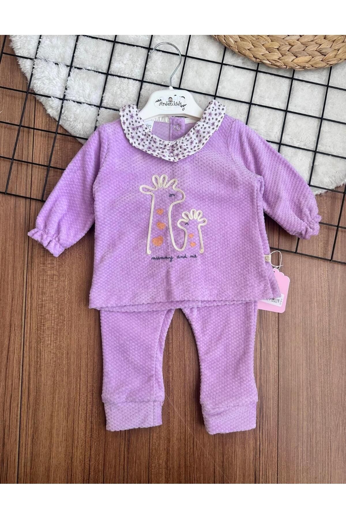 ArdenKids 3-18 Ay Lila Giraffe Alt Üst Takım