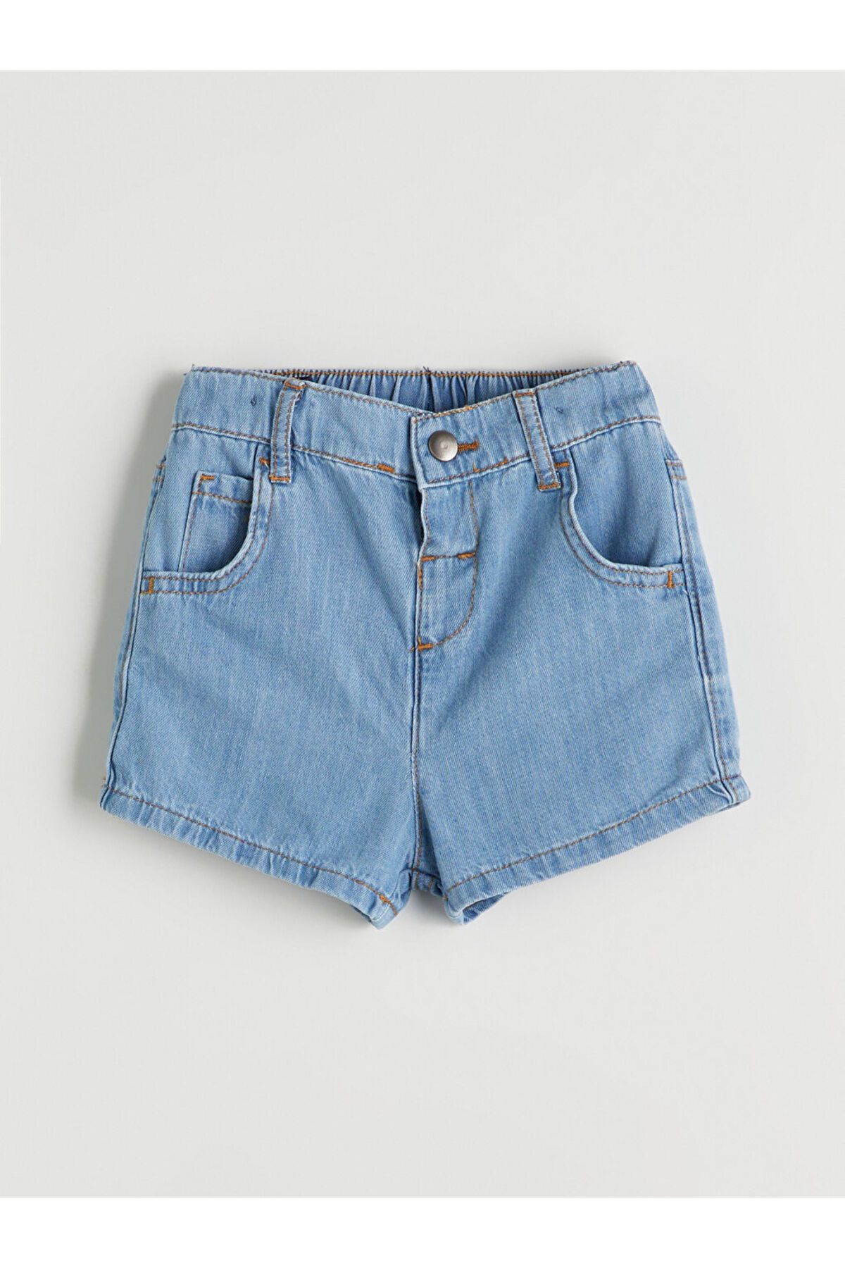 LC Waikiki-Sparkling Selections from Shining Store |   Ecru Ruffled Collar Baby Girl Blouse and Jean Shorts 2-Piece 5