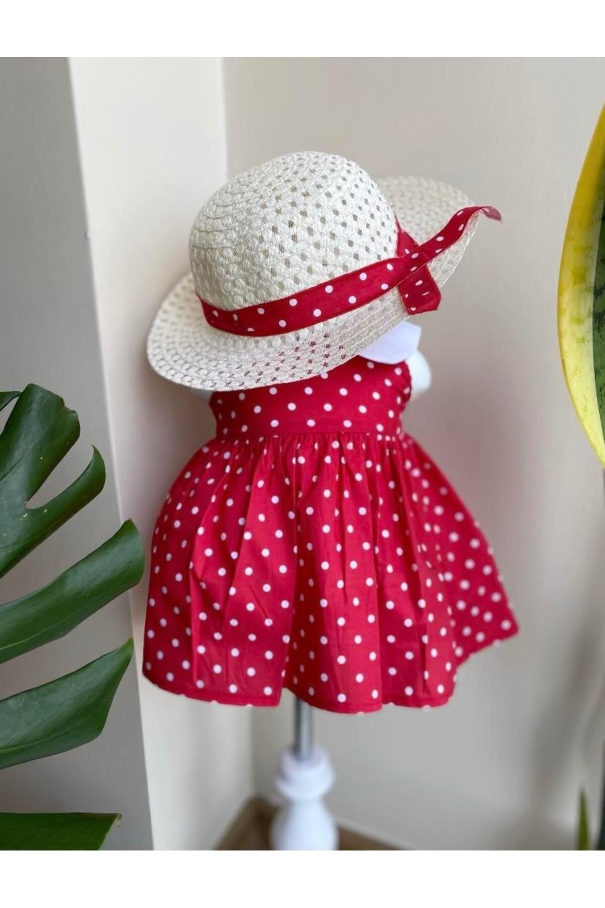 ArdenKids Kırmızı Puantiyeli Yaka Detaylı Elbise