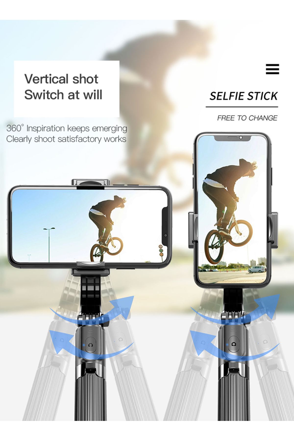sharpdo-Multi-function Bluetooth Mobile Phone Selfie Stick Gimbal Single-axis Anti-shake Tripod 5