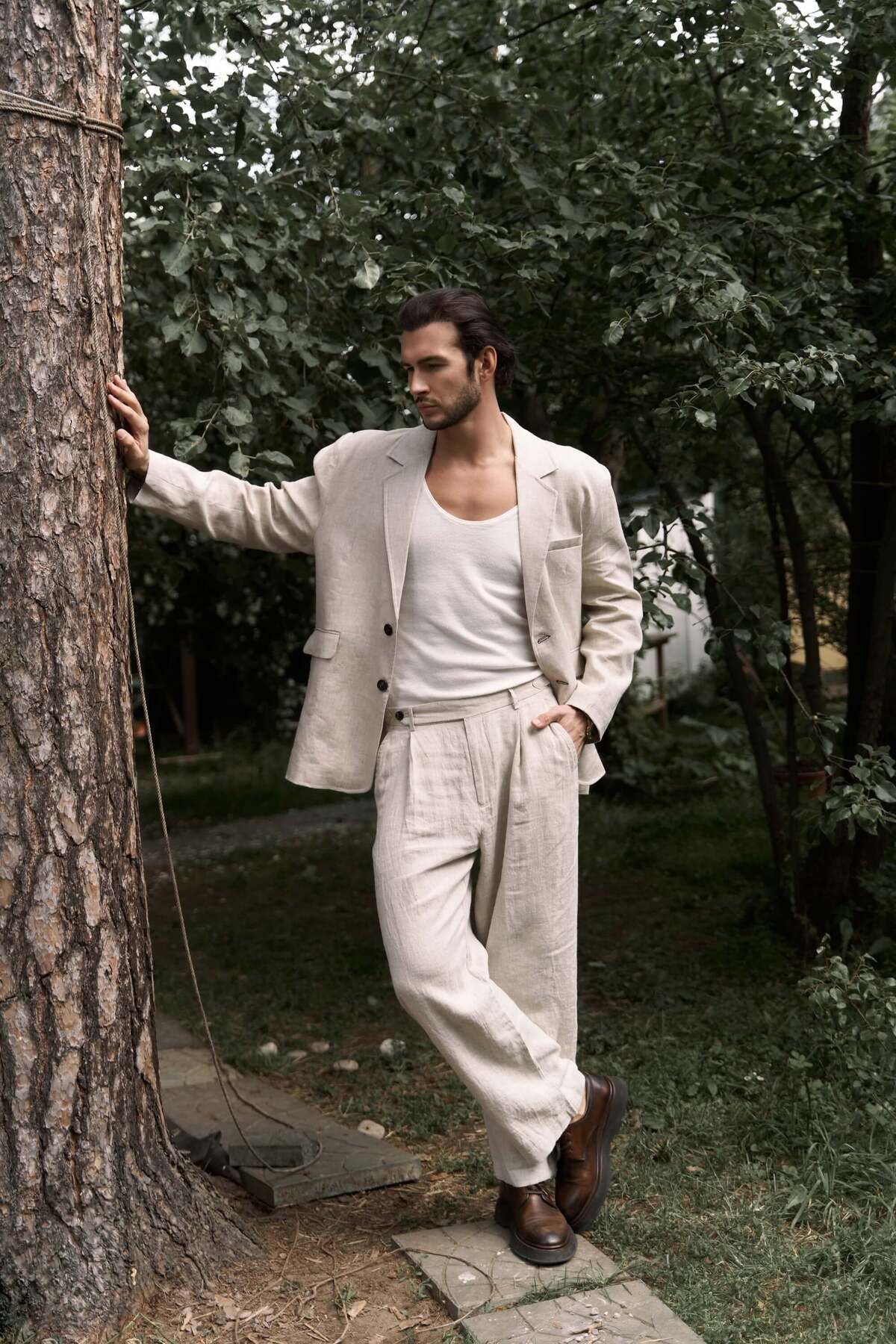 BOHEMAİ Carlo Naturel Keten Erkek Blazer