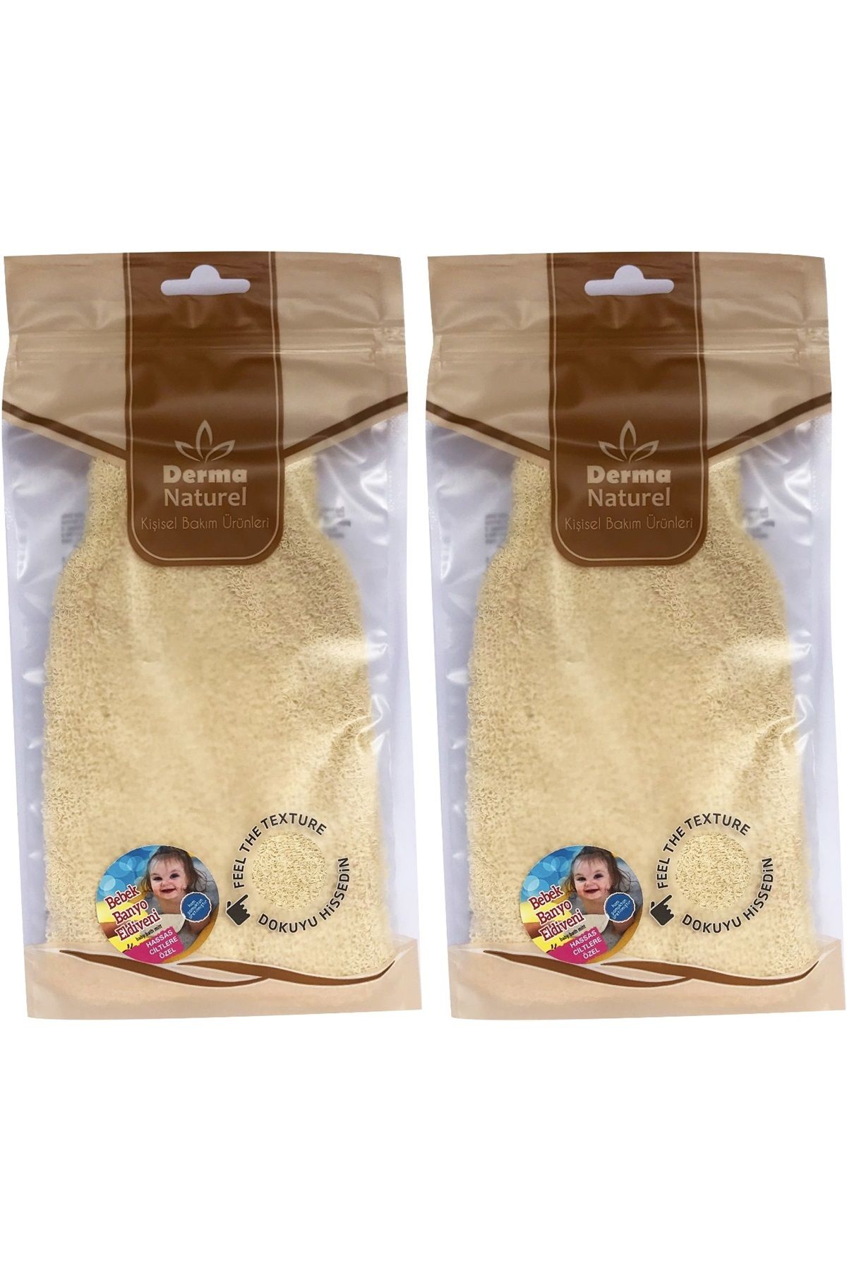 Derma Naturel Bebek Banyo Eldiveni Hassas Ciltlere Özel (15*24CM) MS-01 (2 Li Set)