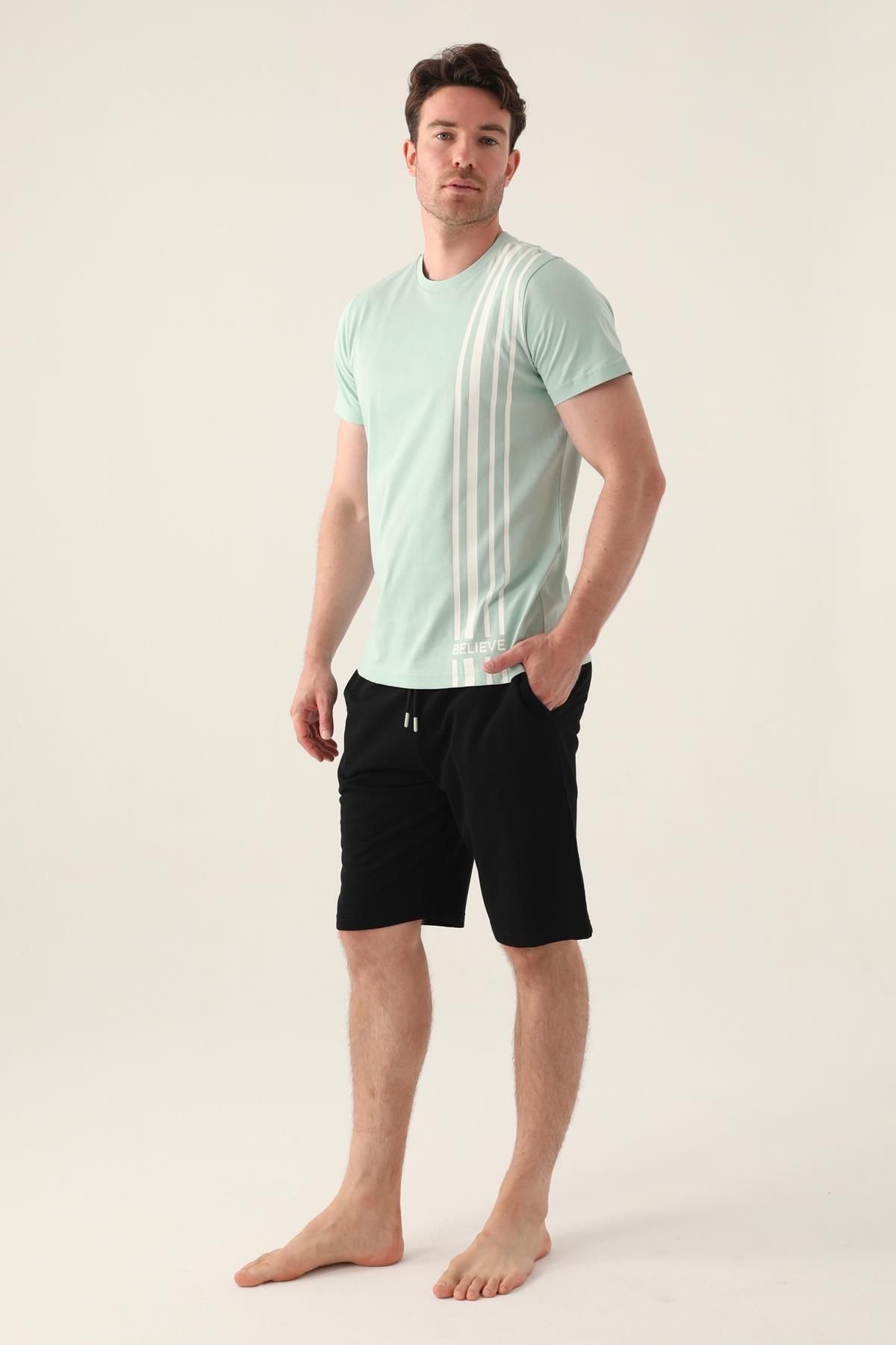 Arnetta-Short Sleeve Men's Bermuda Set, Plus Size Shorts Set, 100% Cotton Bermuda Set 2