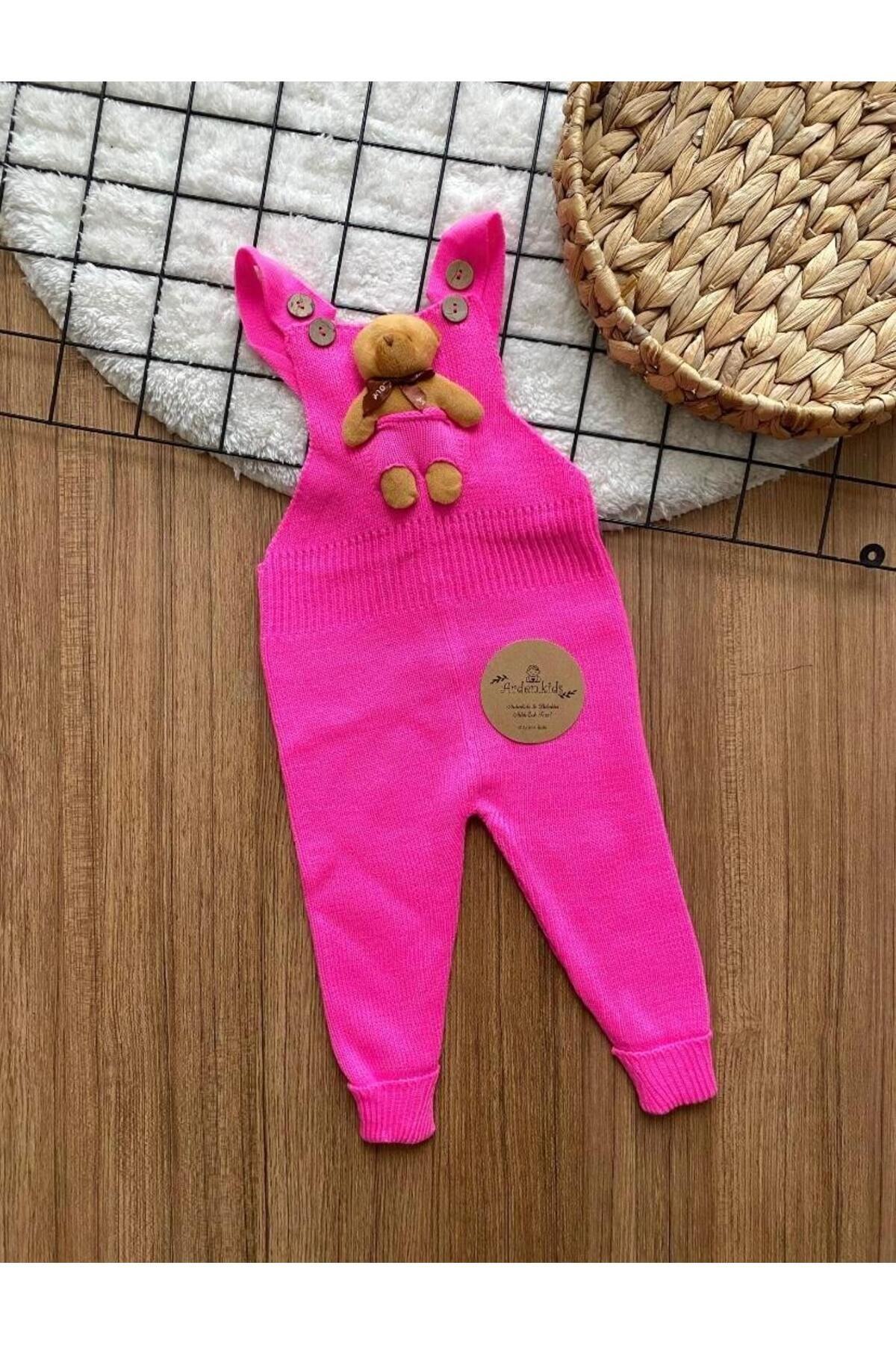 ArdenKids 0-5 Yaş Fuşya Teddy Örme Salopet