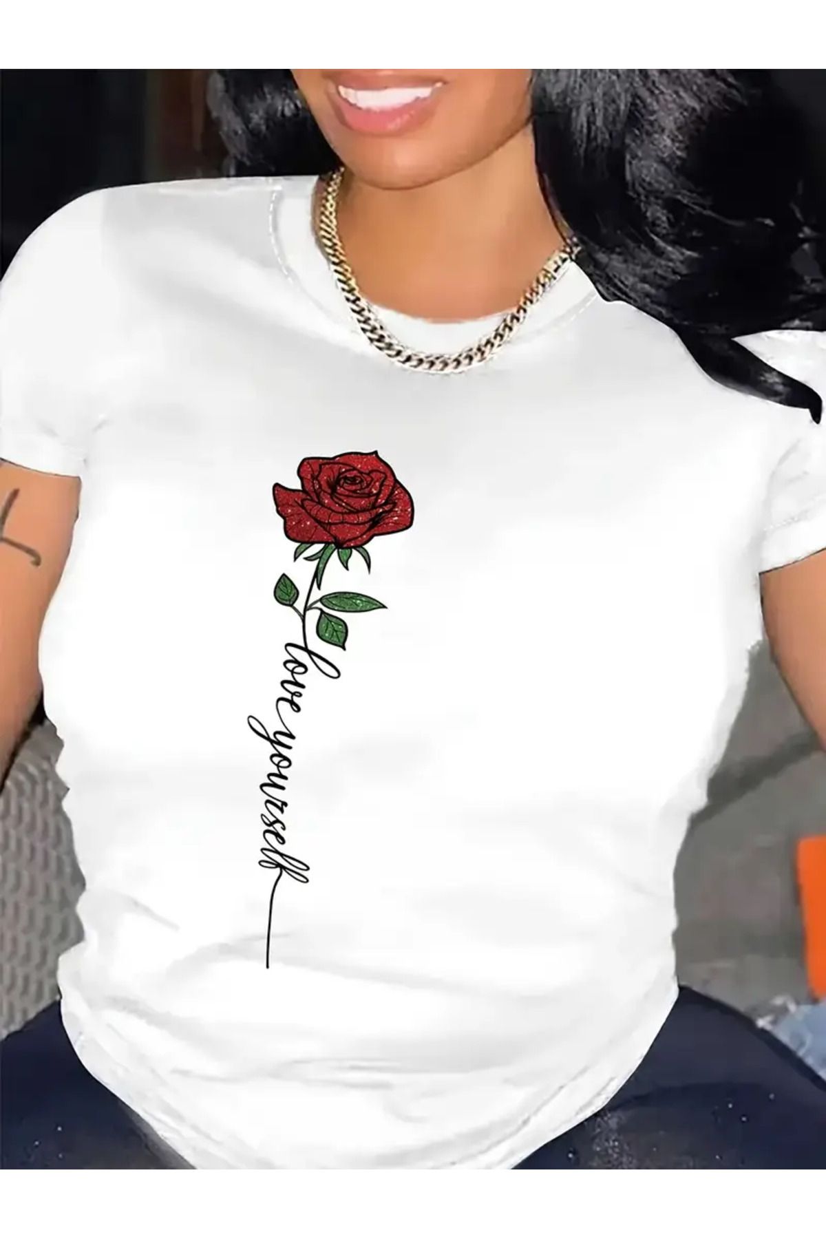 HOFFNUNG T SHIRT COLORED LONG FLOWER oversize