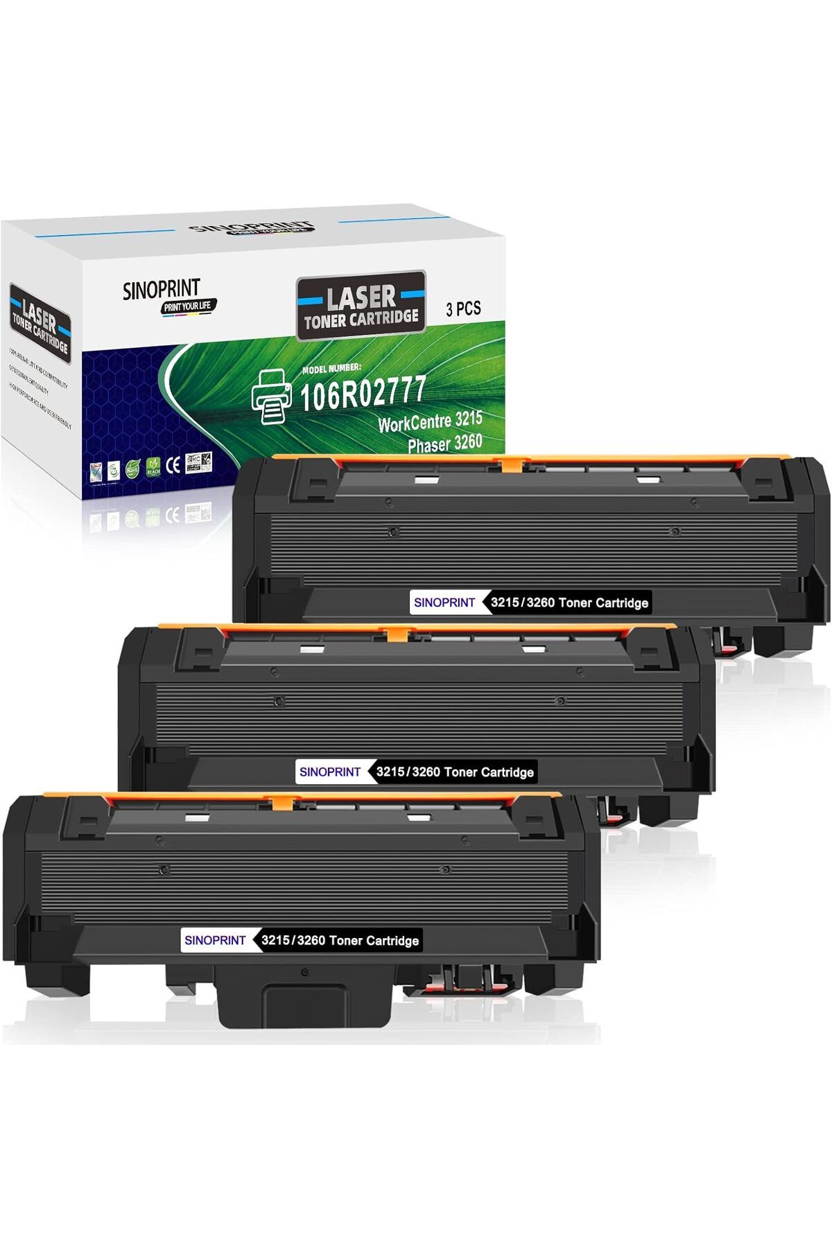 Xerox 106R02777 Phaser 3260 3260DI 3260DNI 3052 WorkCentre 3215 3215NI 3225 3225DNI - (Black, 3-Pack