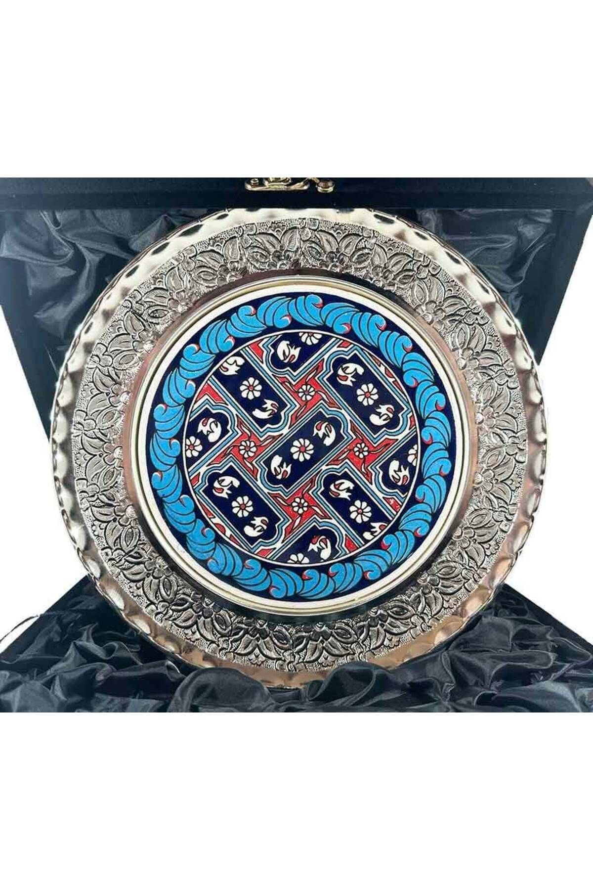 Çini Evi Yonca Desen Gümüş 25cm Tabak