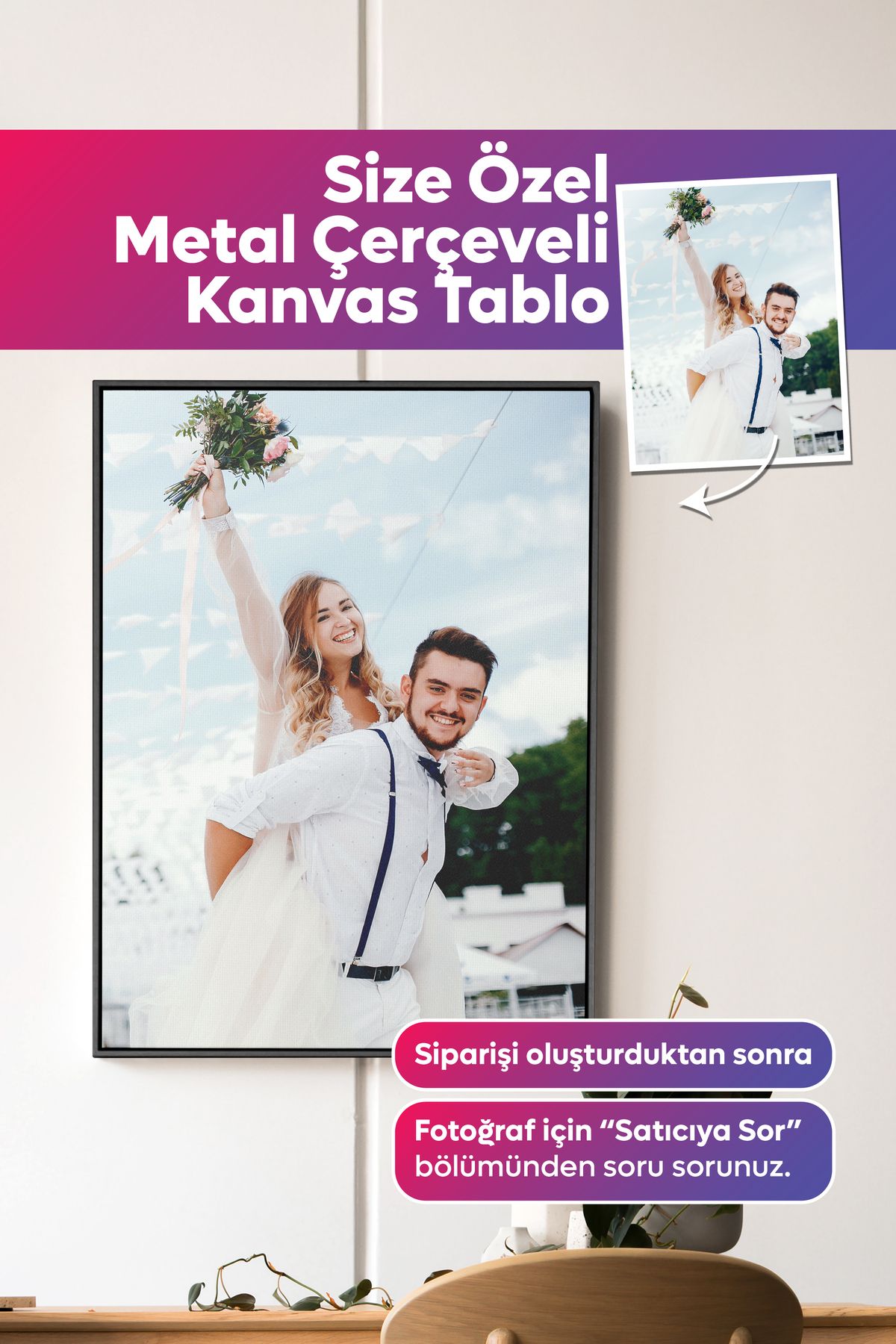Dekopix Kişiye Özel Fotoğraflı Premium Metal Çerçeveli Kanvas Tablo