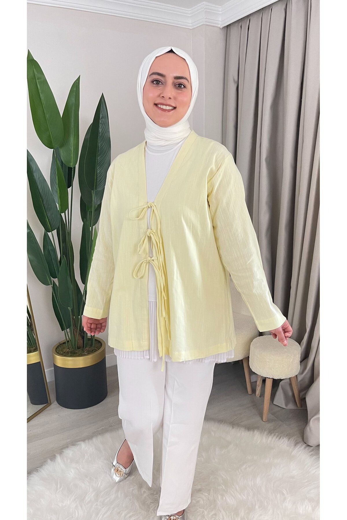 DEMET AYDA İp Bağlama Detaylı Kimono Gömlek