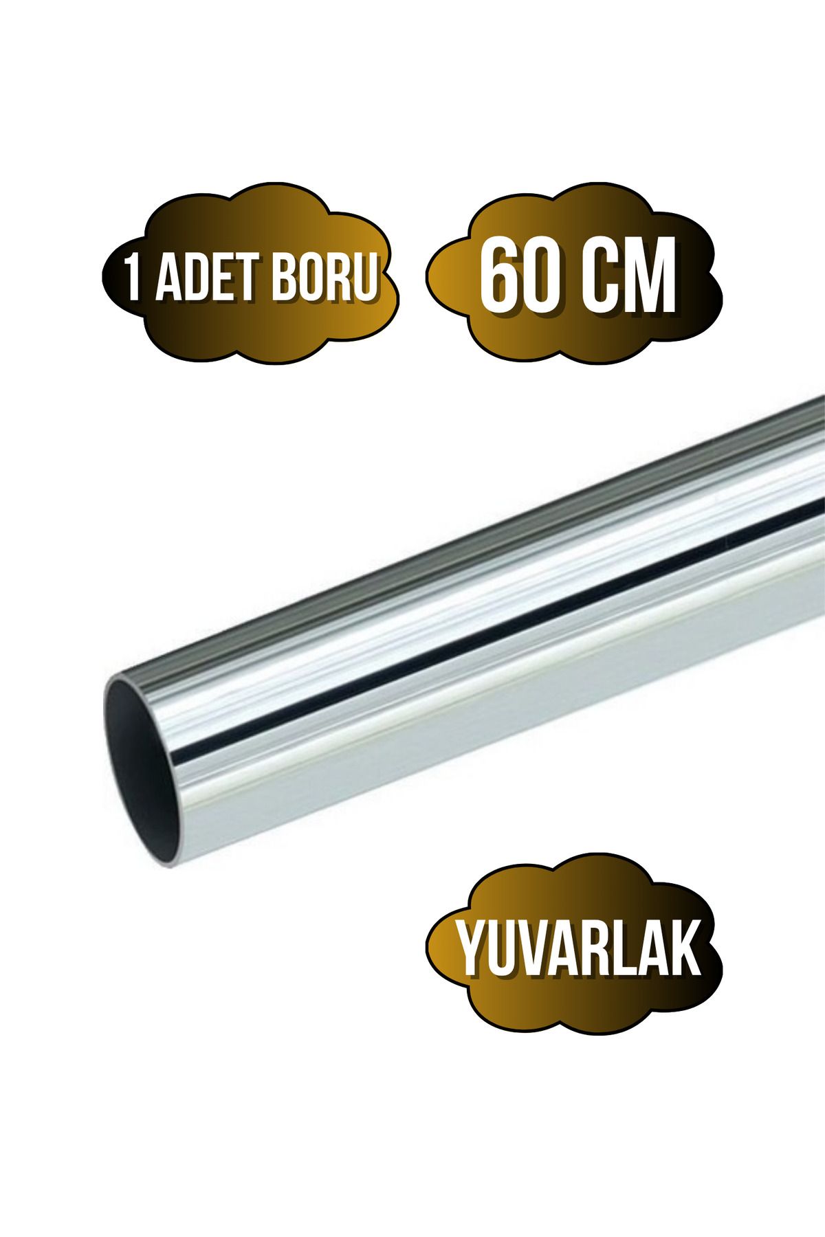 DSYapıAksesuar Yuvarlak Metal Askı Borusu Mobilya Askı Borusu(YUVARLAK)(KROM)(60CM)(1 ADET)(ÇAP:25MM)