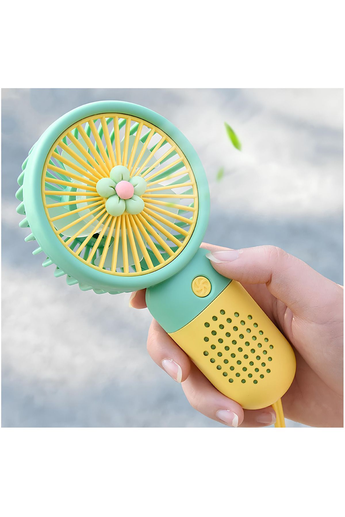 kutuTR 🌼 Renkli Mini Çiçek Fan – El Tipi Şarjlı Vantilatör 🌬️