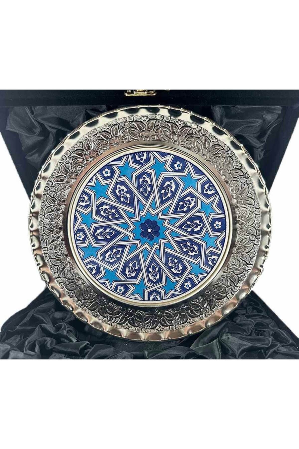 Çini Evi Selçuklu yıldızı Motifli Gümüş Tabak 25cm