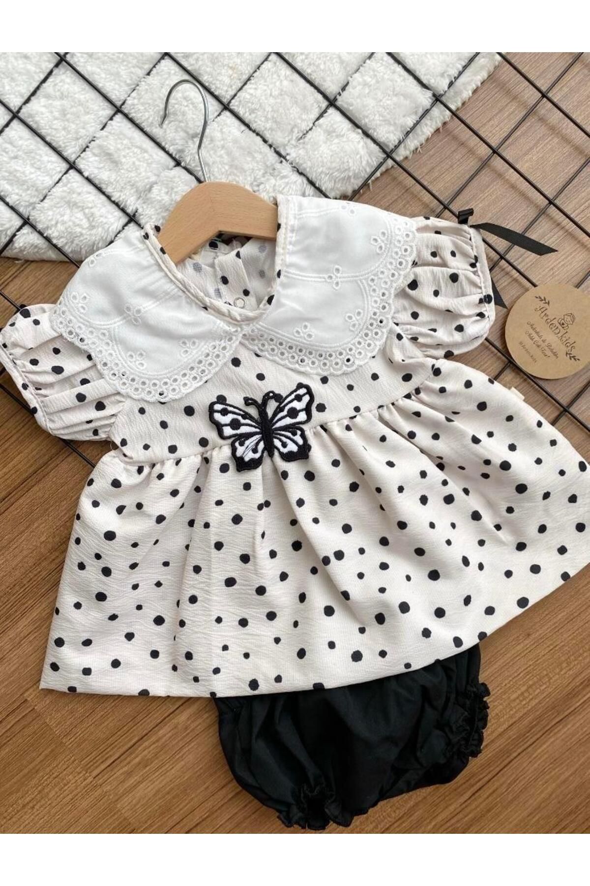 ArdenKids Önlük Yaka Puantiyeli Şortlu Takım
