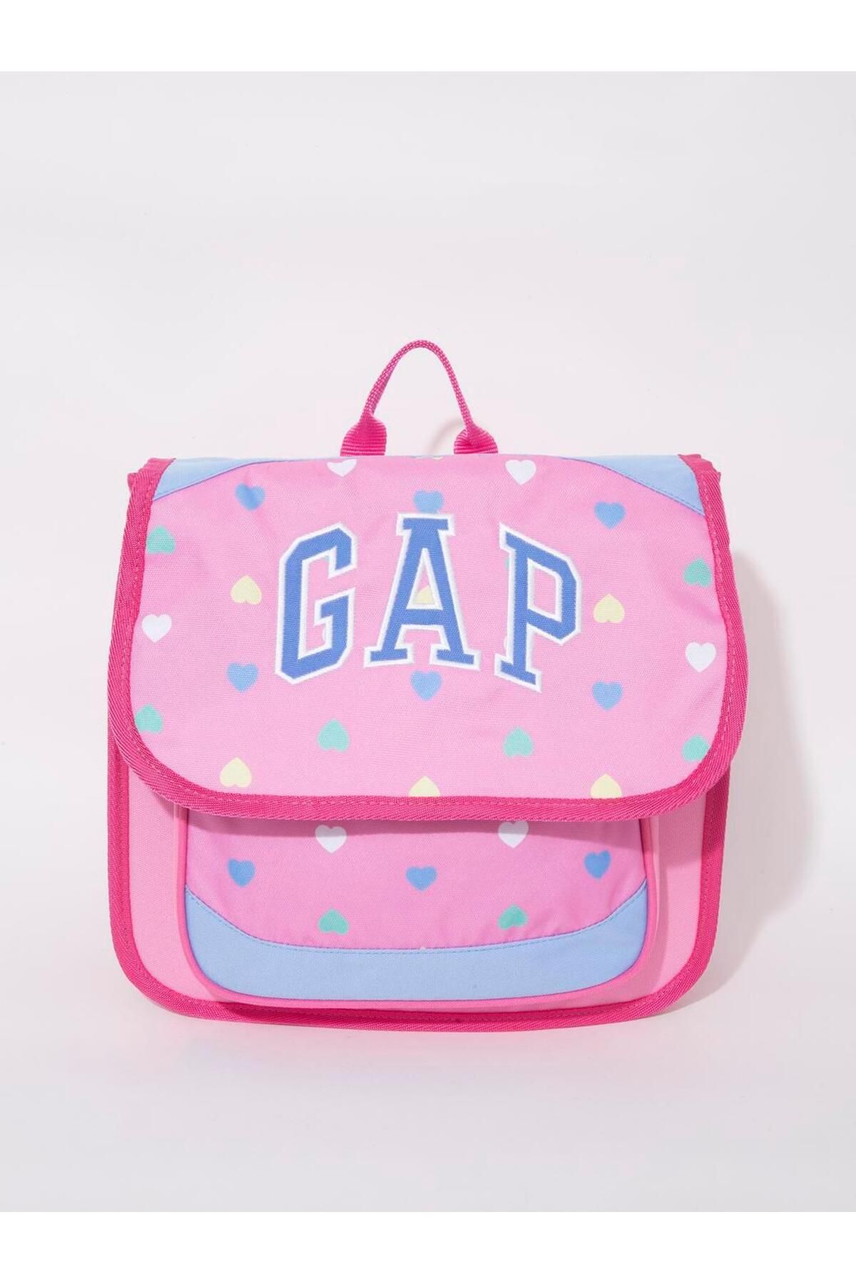 GAP 12827 Pembe Kalp Desenli Kız Çocuk Kapaklı Anaokulu Çantası