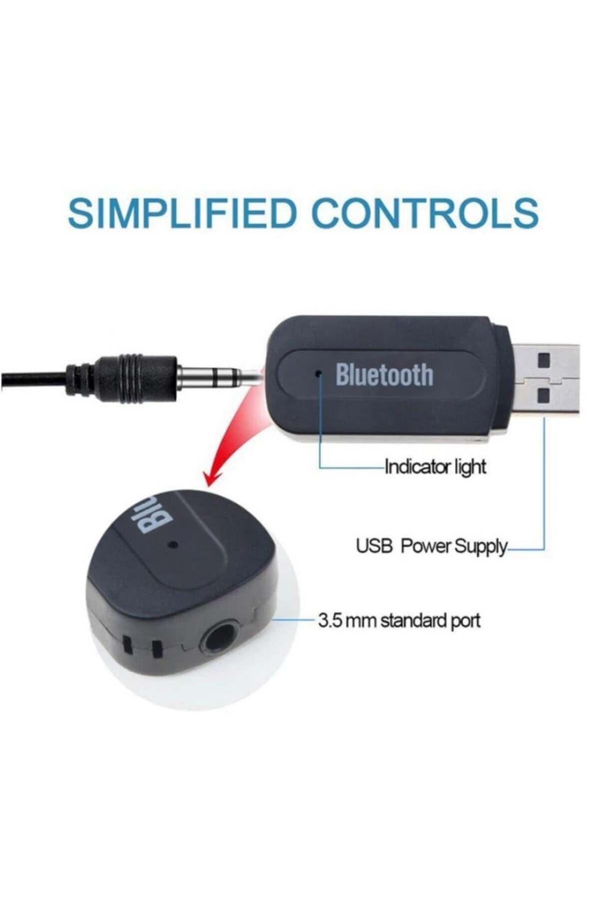 TECHSTAR-USB Audio Receiver Adapter with Techstar® A2DP Bluetooth, Jack 3.5mm, AUX Transmitter, Black 6