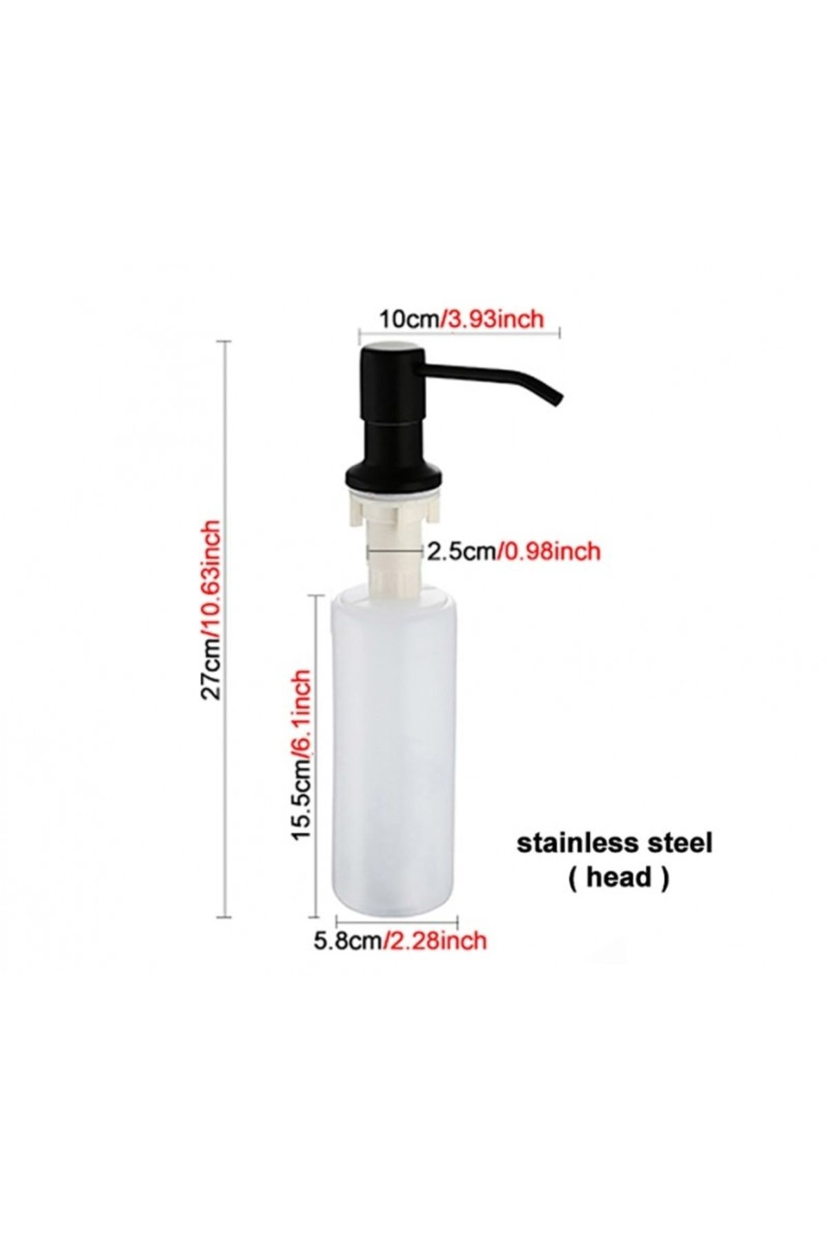 TECHSTAR-Dozator încorporat negru, pentru chiuvetă, săpun, detergent, 300 ml 6