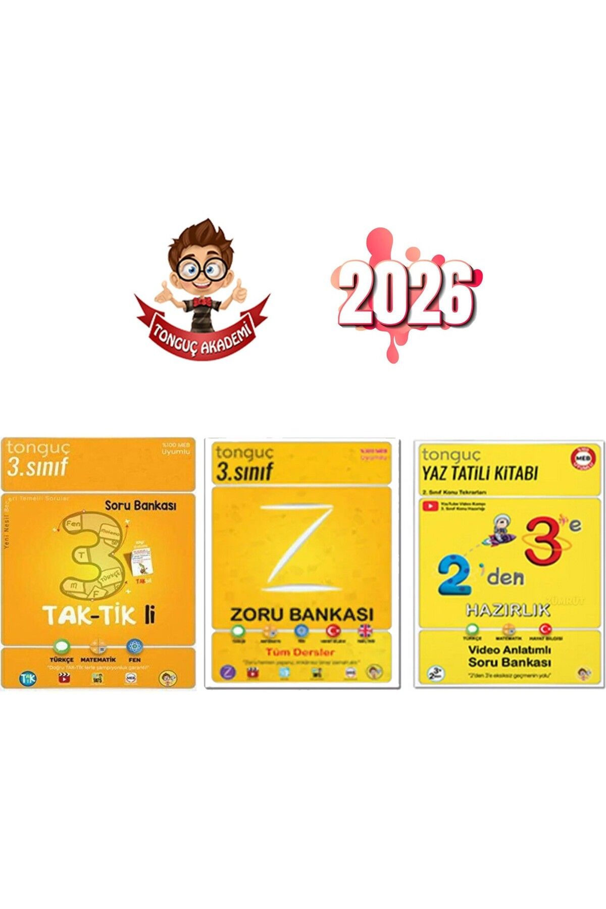 Tonguç Yayınları 3. Sınıf Taktikli S.b. + 3. Sınıf Zoru Bankası + 2 Den 3 E Hazırlık Kitabı