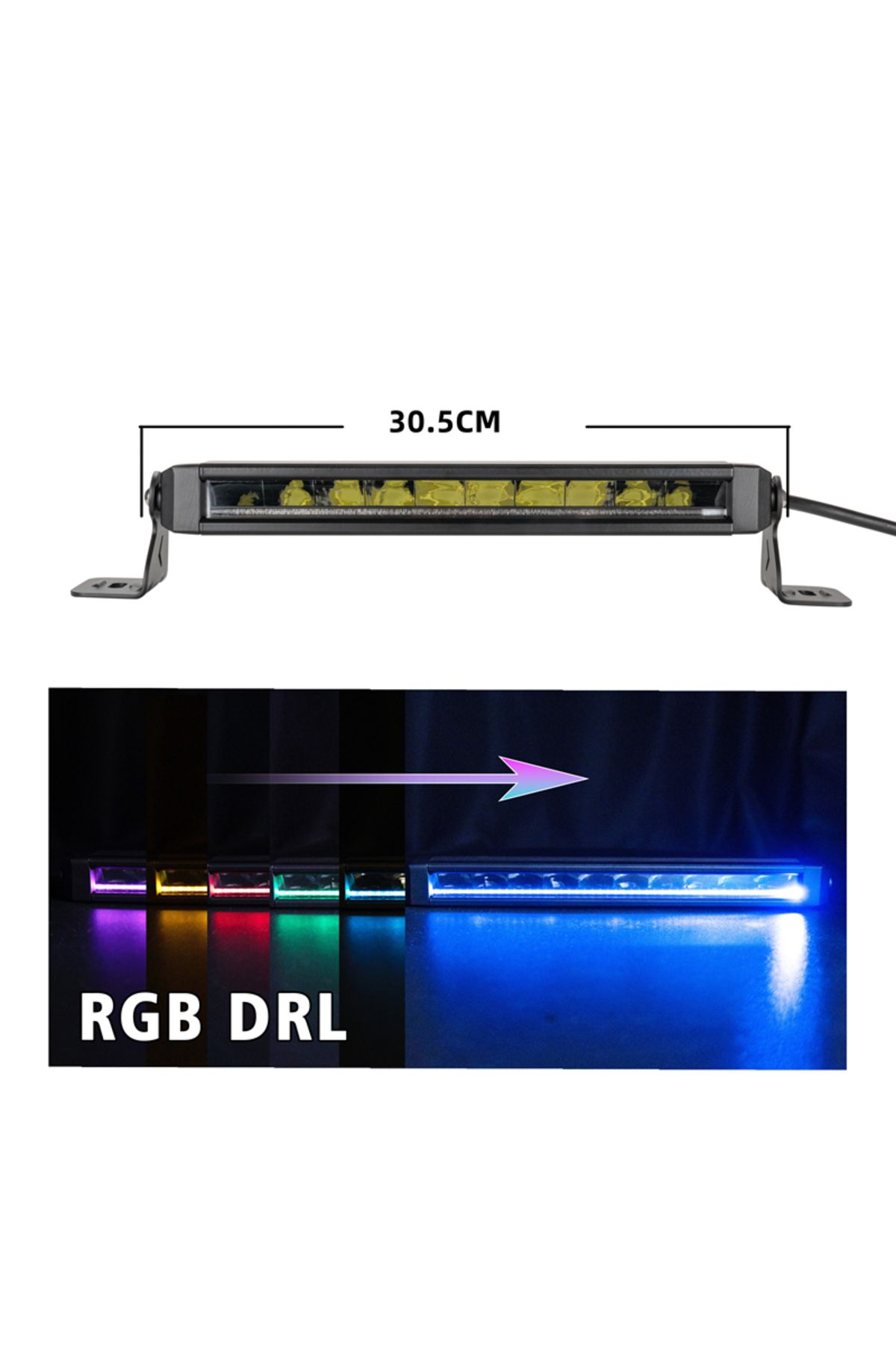 Space Offroad sis lambası 30,5 cm beyaz-sarı gündüz ledli 50w 12-36v adet / LASS360