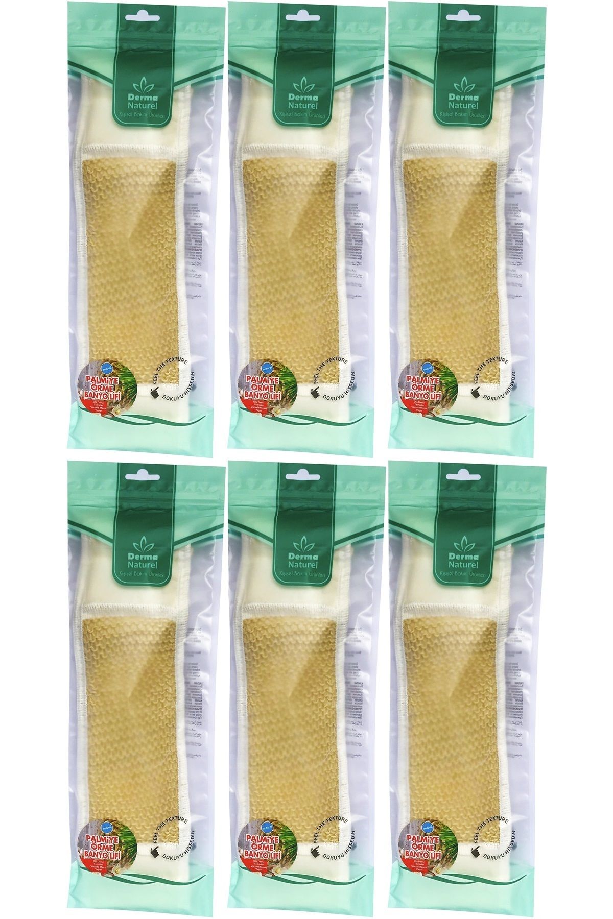 Derma Naturel Palmiye Örme İpli Banyo Kemeri (8*24CM) (6 Lı Set)