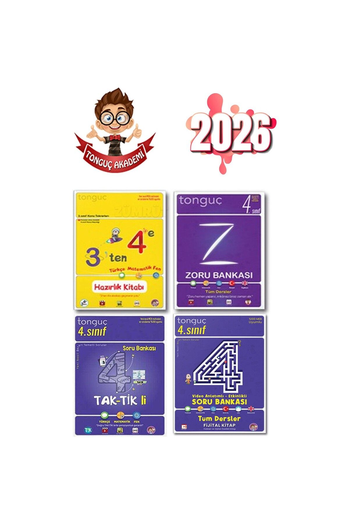 Tonguç Yayınları 3 Ten 4 E Hazırlık Kitabı+ 4. Sınıf Zoru Bankası+ 4. Sınıf Taktikli S.b.+ 4. Sınıf Vide Anlatımlı Et