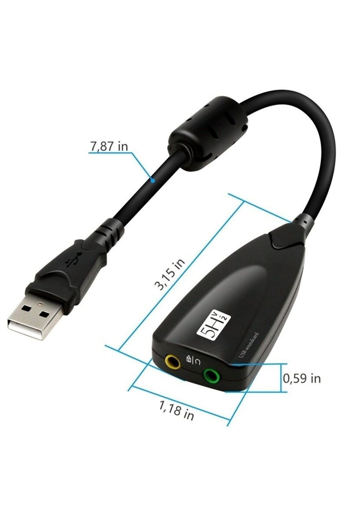 TECHSTAR-® 5hv2 Audio Adapter, Usb 2.0, 2 X 3.5mm Audio Jack, Microphone, Lineout, Virtual Surround 4