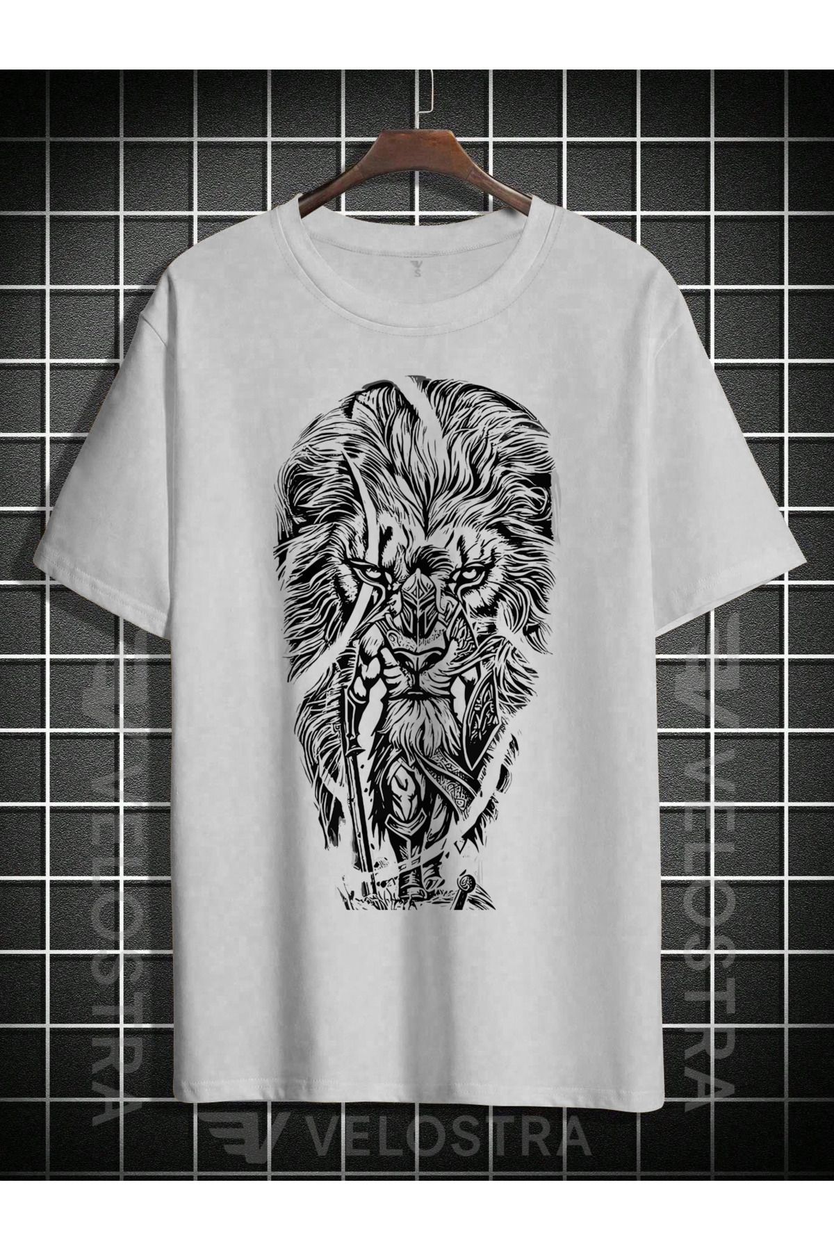 Velostra Unisex Aslan Baskılı Oversize T-shirt