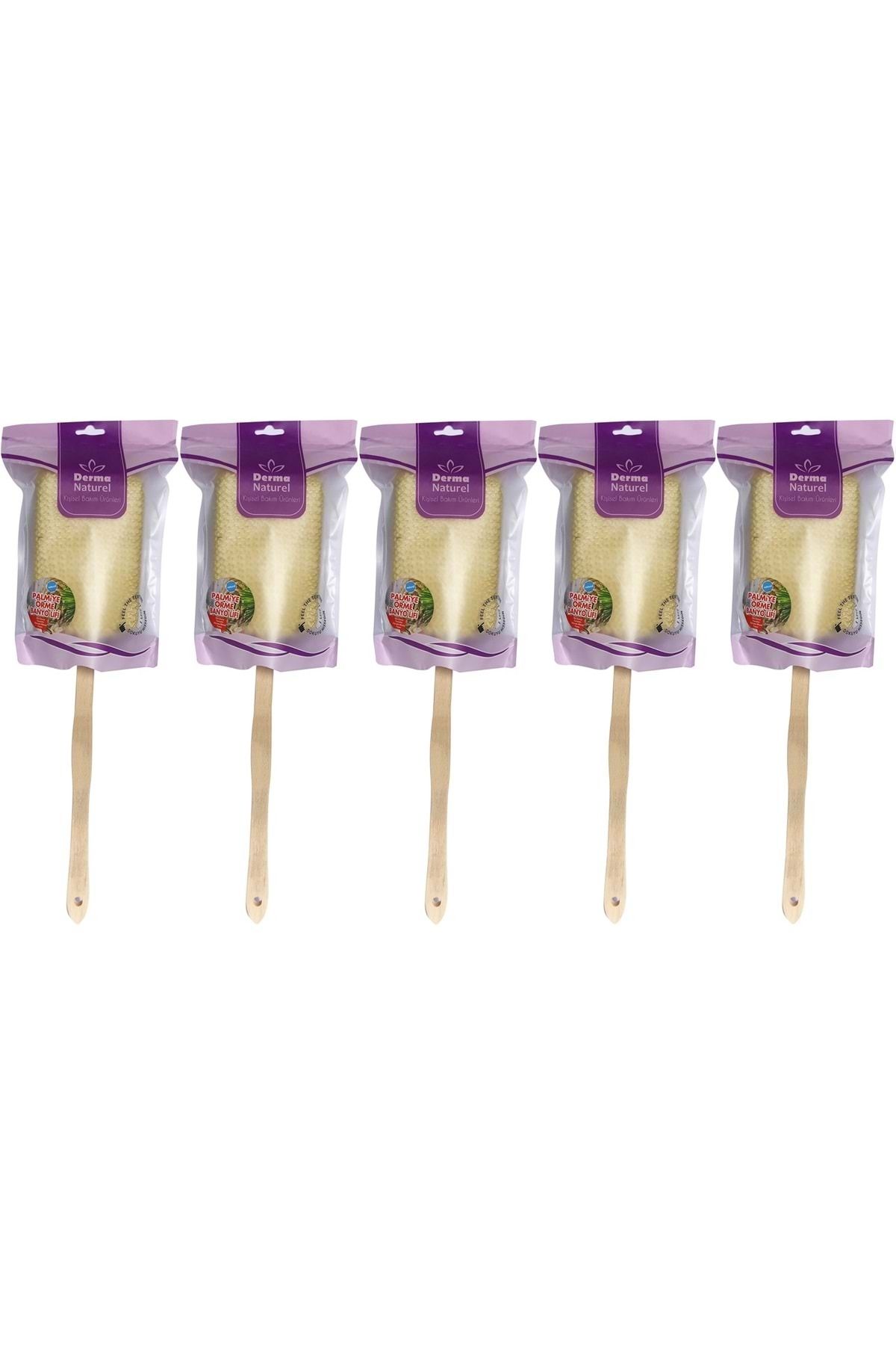 Derma Naturel Palmiye Örme Sopalı Banyo Sırt Lifi (8*24CM) MS-09 (5 Li Set)