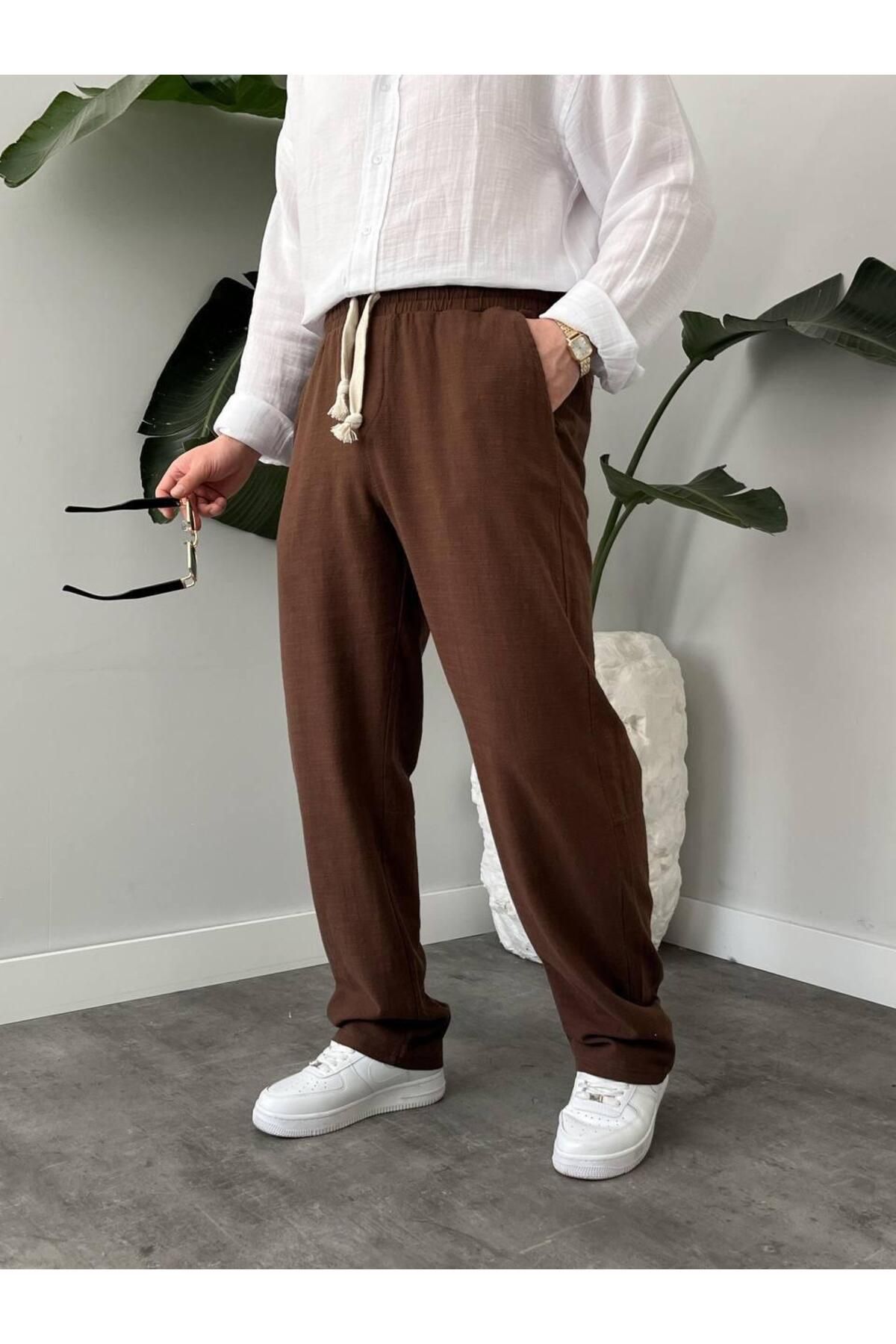 MODA KAHVE BELİ İPLİ BAGGY PANTOLON