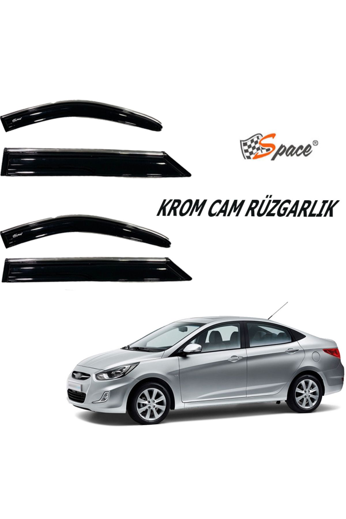 Space Krom cam rüzgarlığı 1.mm Hyundai Accent Blue 2012- 4 lü / CARU440