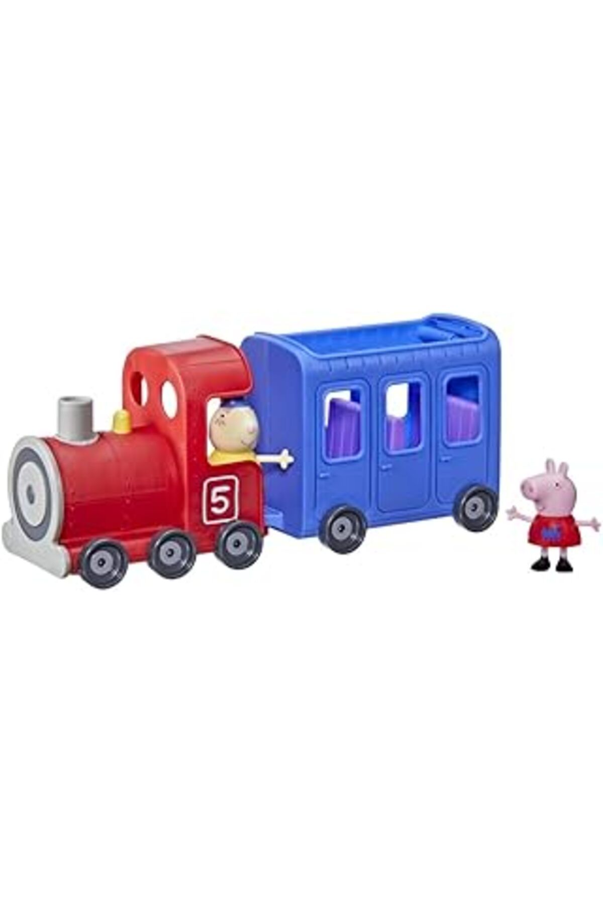 Pazarcan Peppa Pig Peppa'Nın Maceraları Tavşan Treni 2 Parçalı Çıkarılabilir Araç, 2 Figür, Yuvarlanan Teker