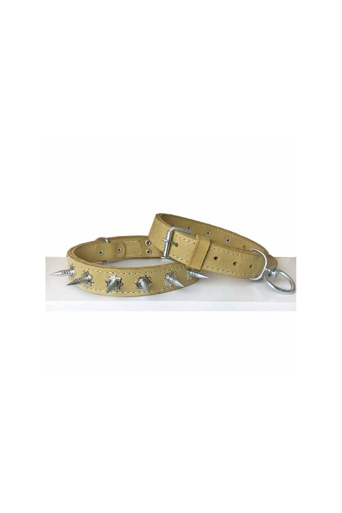 DESİNGSHOP Çivili Köpek Tasması Çift Kalınlık 75 X 3,5 Cm Bej