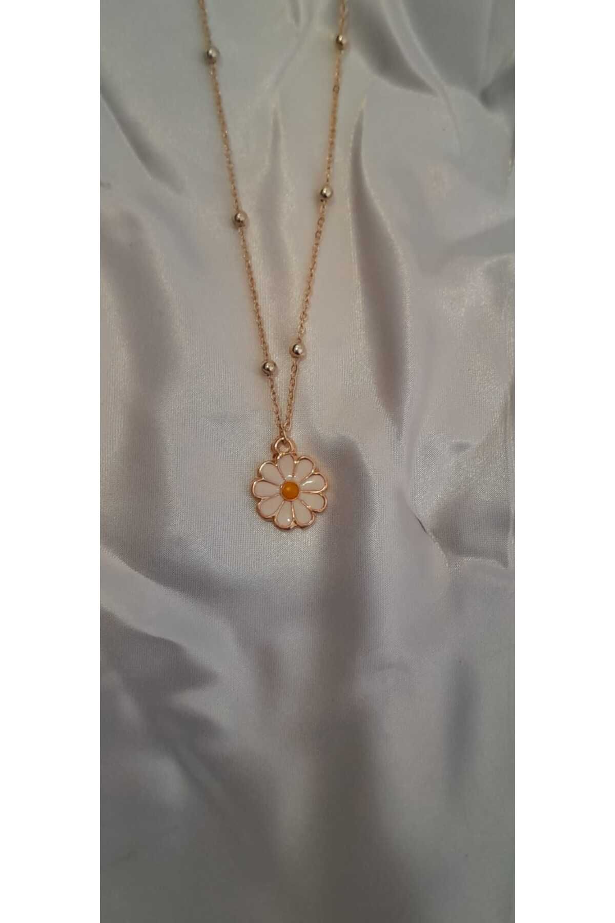 aksesuarms58 papatya desenli gold kolye