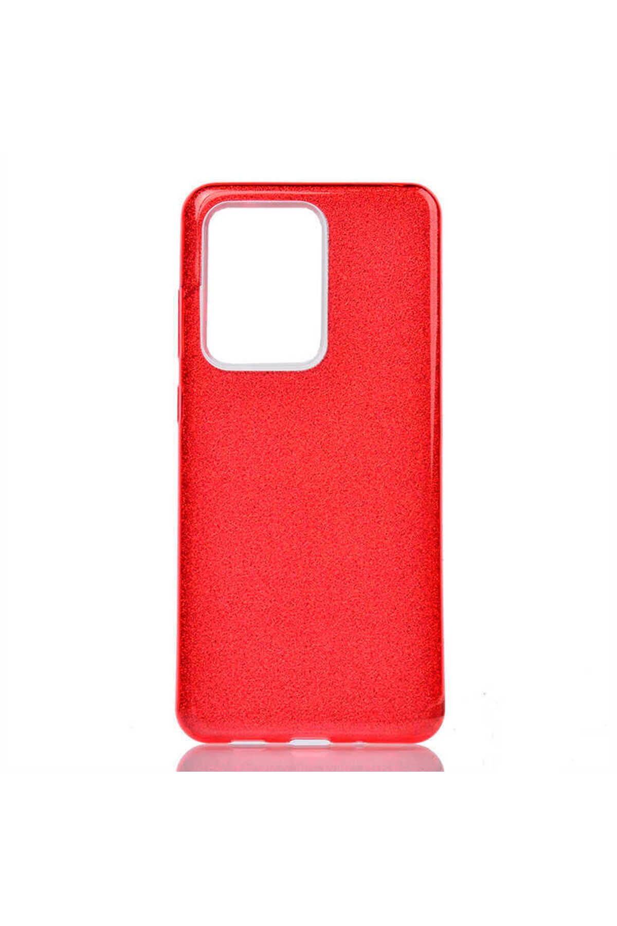 halkhouse Galaxy S20 Ultra Kılıf Renkli Simli Parlak Şık Sert Kadın Kapak Shining Silikon