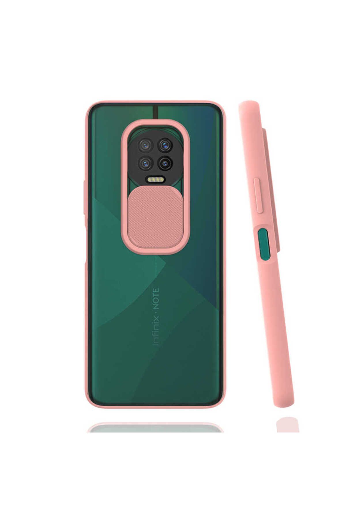 halkhouse İnfinix Note 7 Kılıf Kamera Korumalı Sürgülü Renkli Sert Esnek Silikon Lensi Kapak