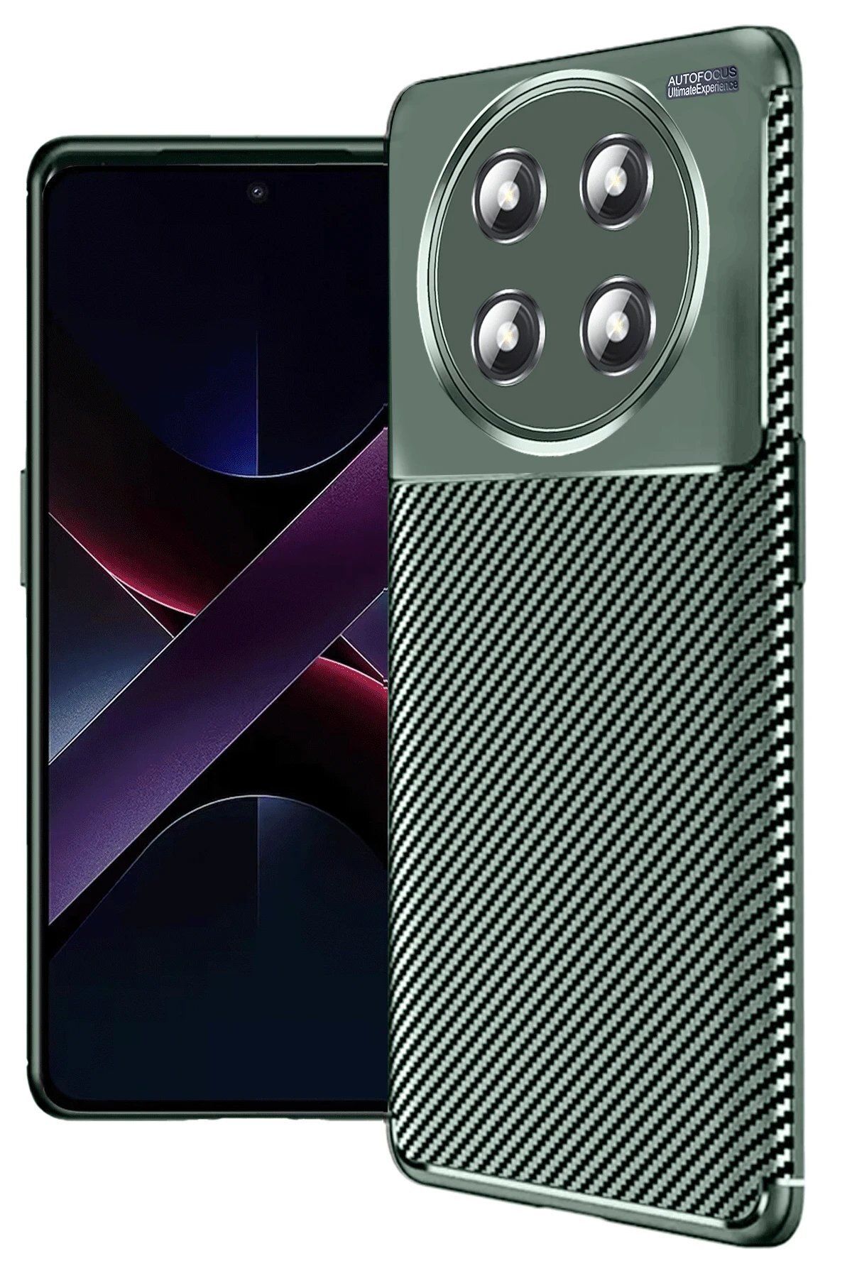 Toptan Bulurum Honor Magic 7 Lite Kılıf Auto Focus Karbon Kapak - Koyu Yeşil