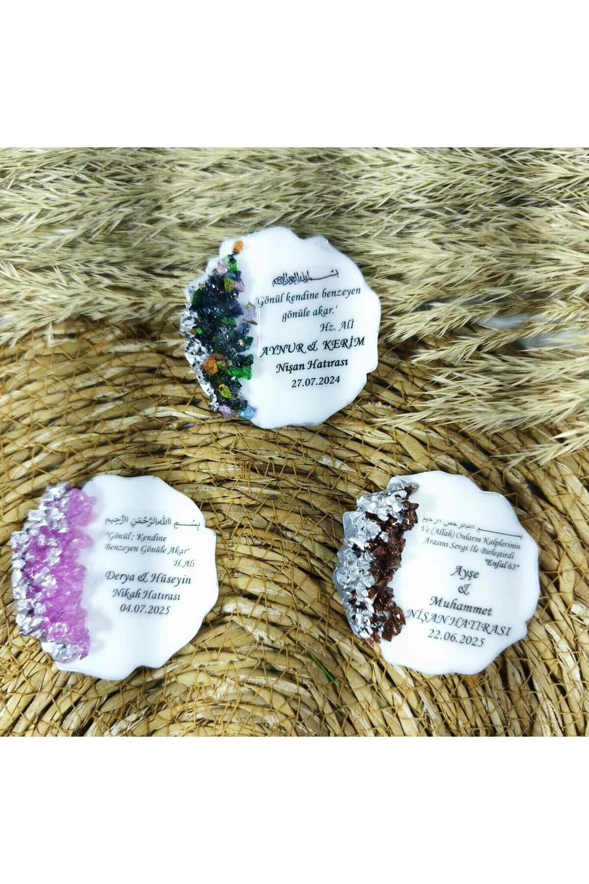 demet art studio Epoksi Magnet 10 Adet –Kişiye Özel Hatıra Hediyelik Söz, Nişan, Nikah ve Özel Günler için
