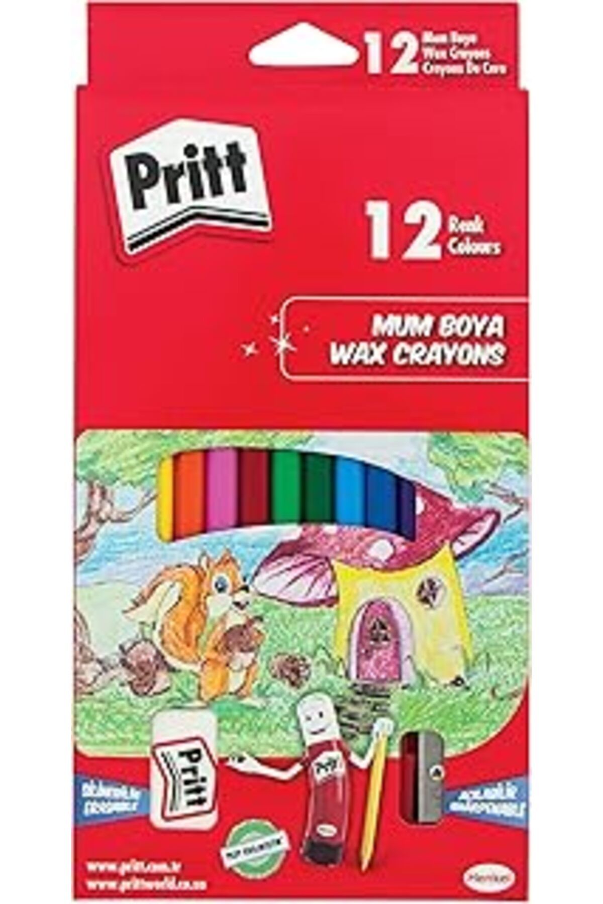 Qedii Pritt 12'Li Silinebilir Pastel Boya