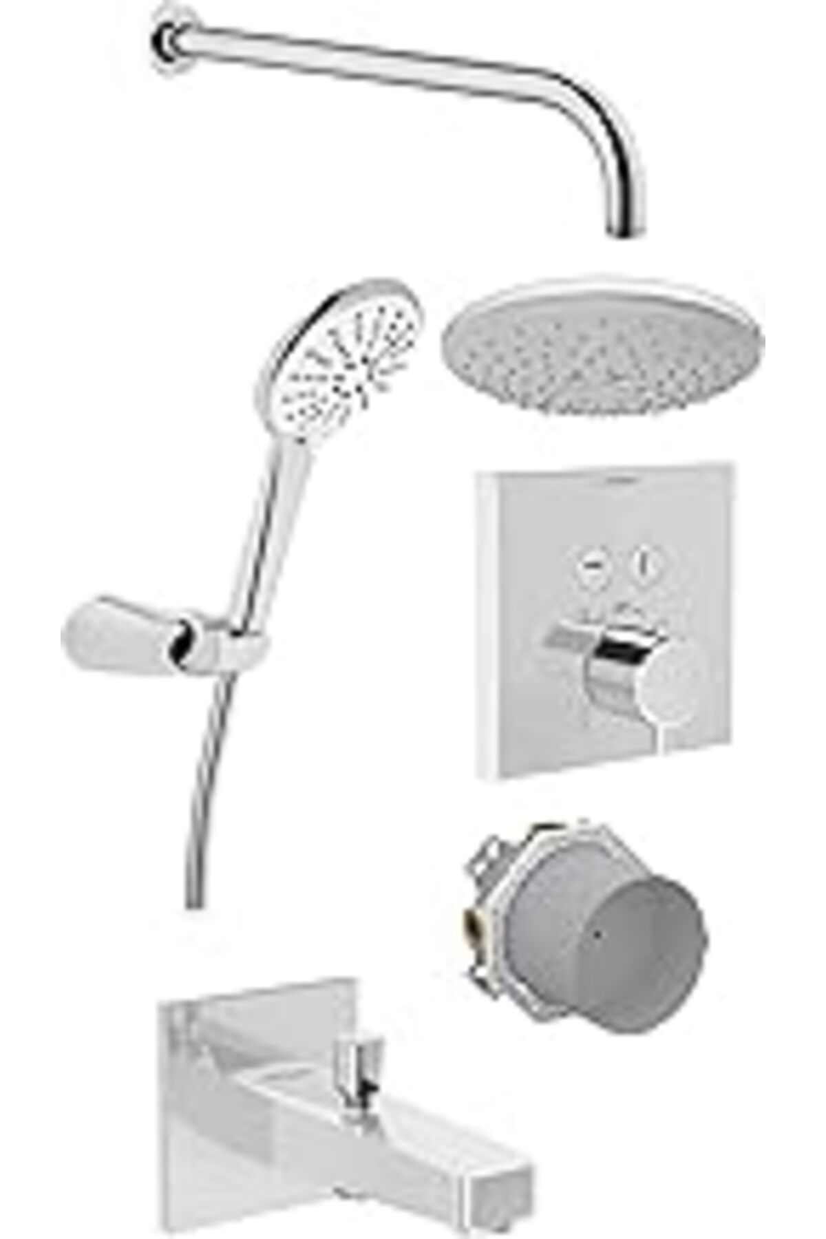 Pazarcan Aquaheat A49294 Ankastre Termostatik Duş Seti, Krom