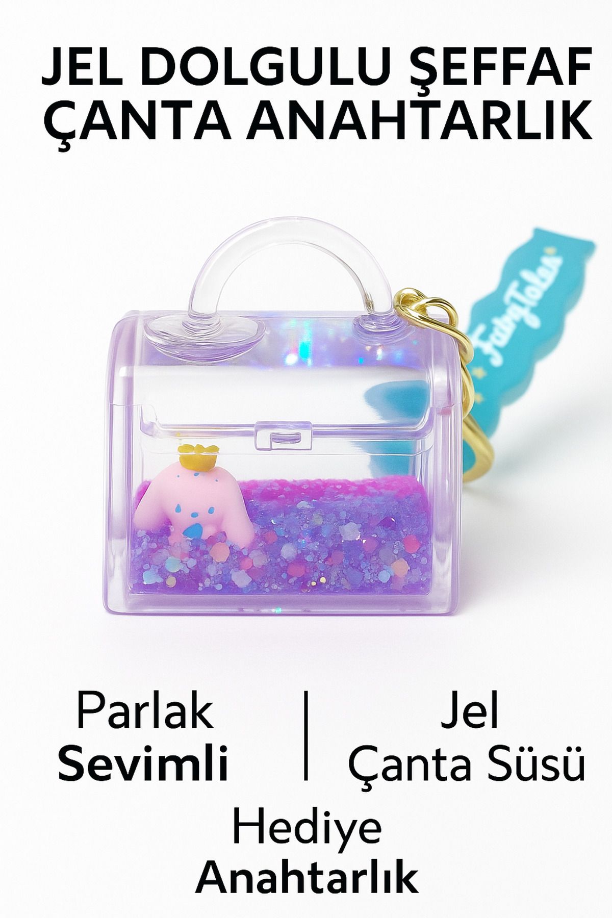 Home Jel Dolgulu Simli Şeffaf Çanta Anahtarlık