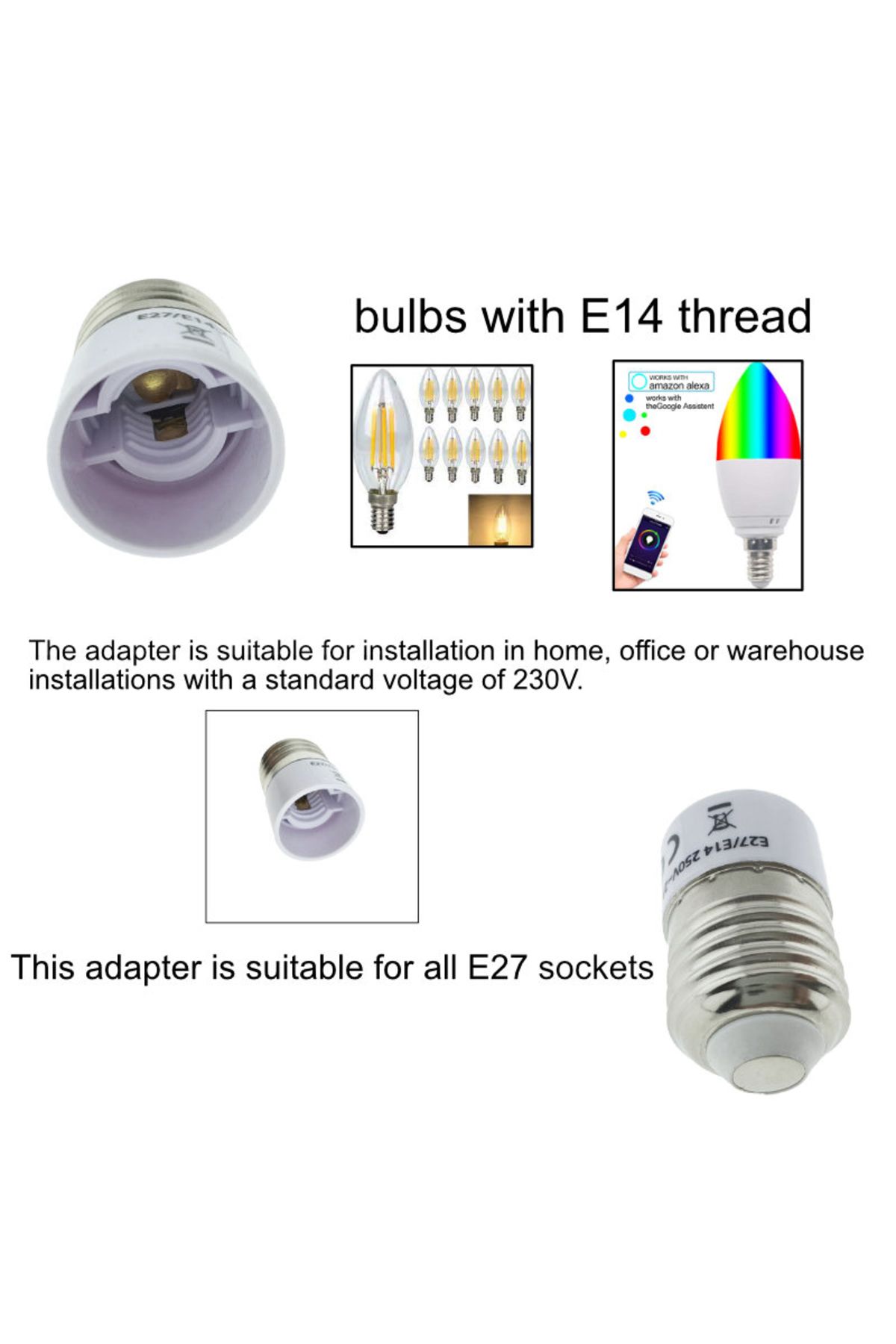 OEM-Bulb adapter for E27 to E14 socket, FL-95981, white 5