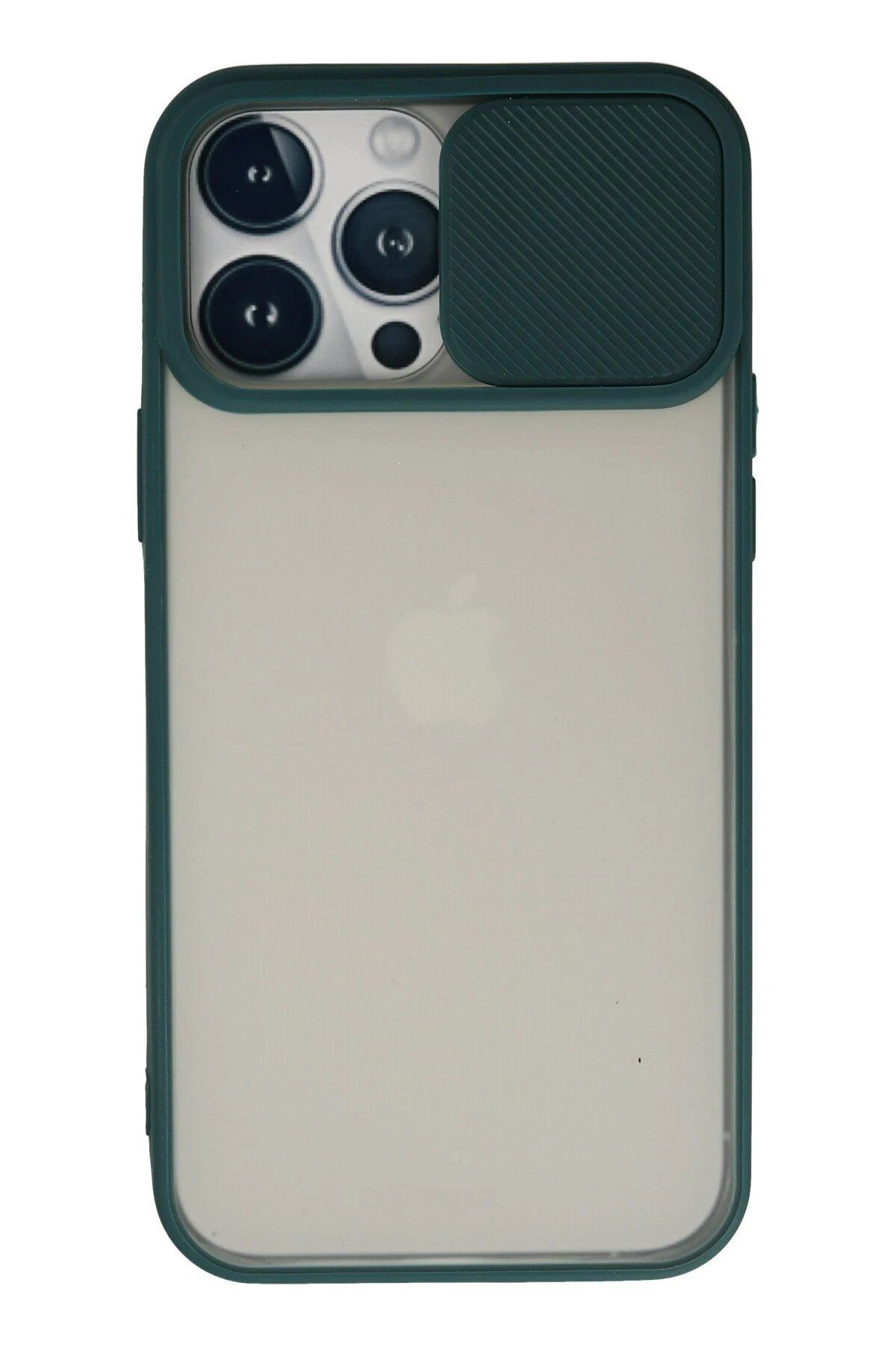 Toptan Bulurum iPhone 13 Pro Max Kılıf Palm Buzlu Kamera Sürgülü Silikon - Yeşil
