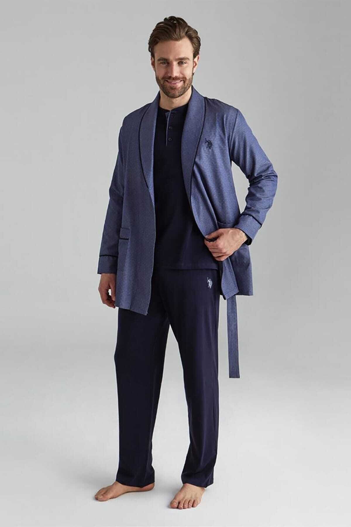 U.S. Polo Assn. Lacivert Robdöşambr 5'li Damat Çeyiz Seti