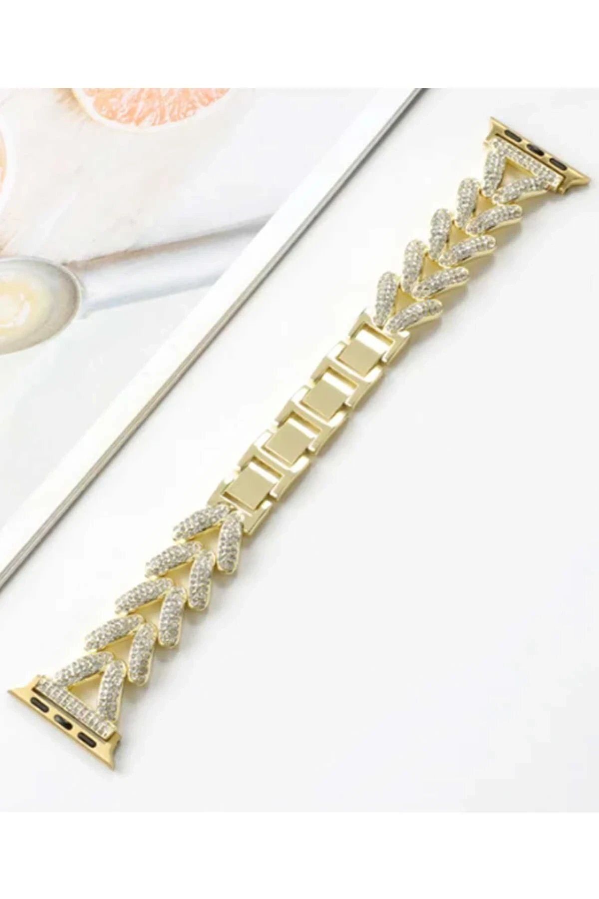 Toptan Bulurum Watch 42mm Uyumlu Node Taşlı Kordon - Gold