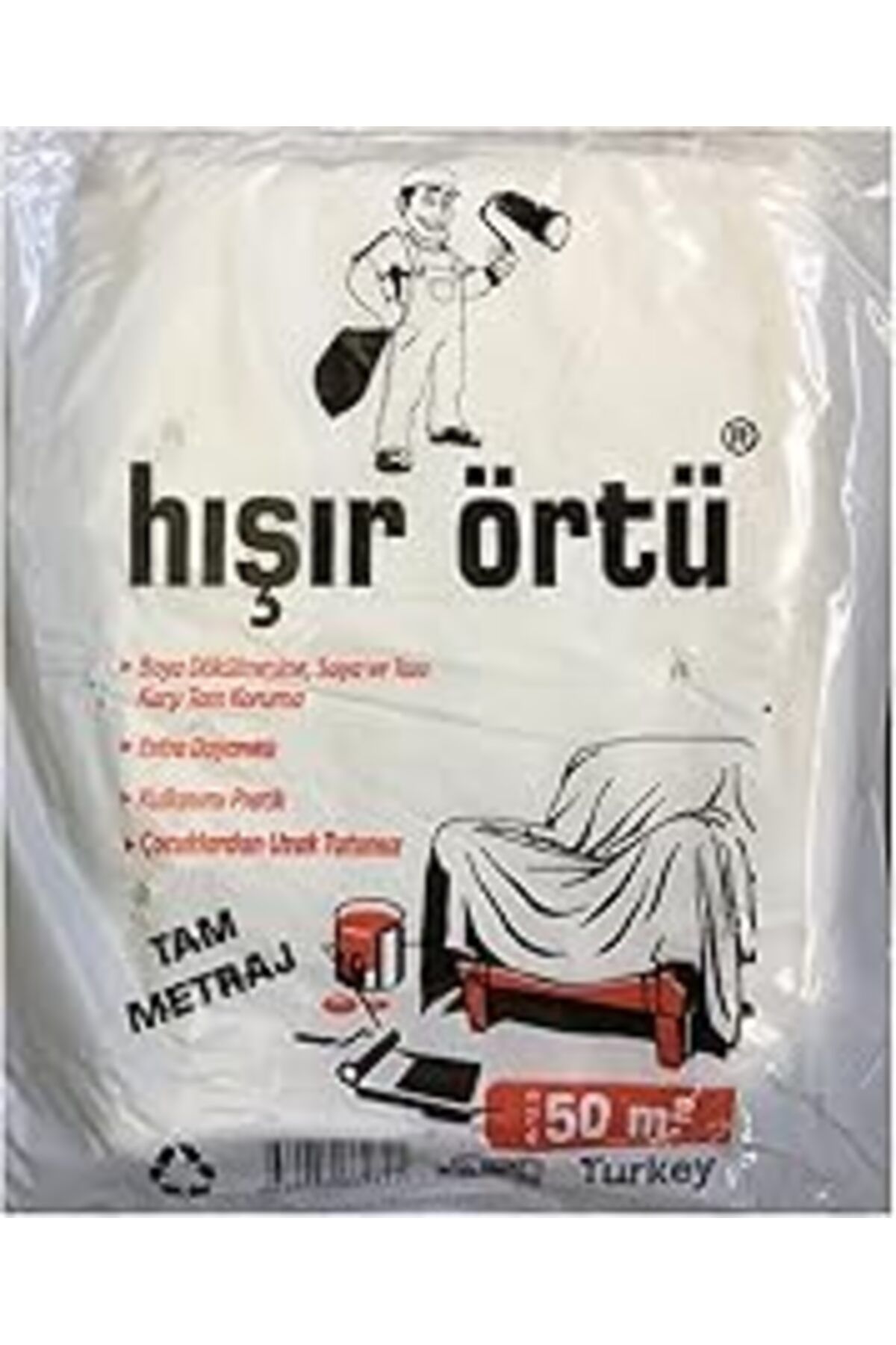 Pazarcan Hışır Boya Badana Koruyucu Eşya Örtüsü (4Mt*12.5 Mt 50M2)