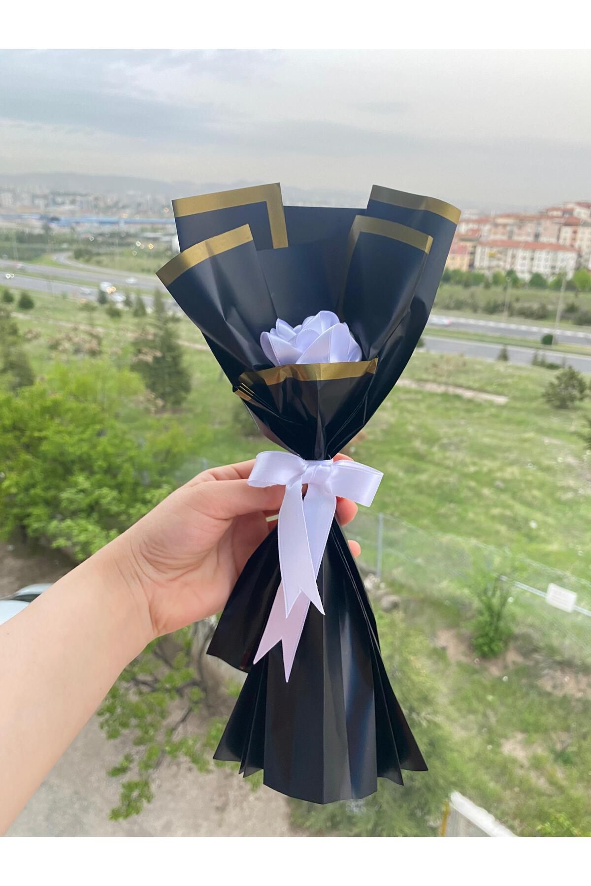 Elioure Solmayan Gül Buketi, Tekli, Yapay Çiçek, Sevgiliye Hediye, Krem Renk