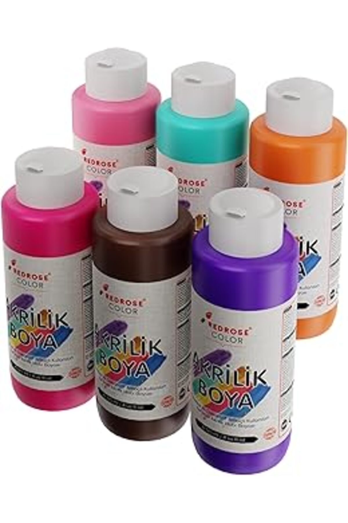 Qedii Red Rose Tamamlayıcı Renkler Akrilik Boya 6'Lı Set 6X120 Ml