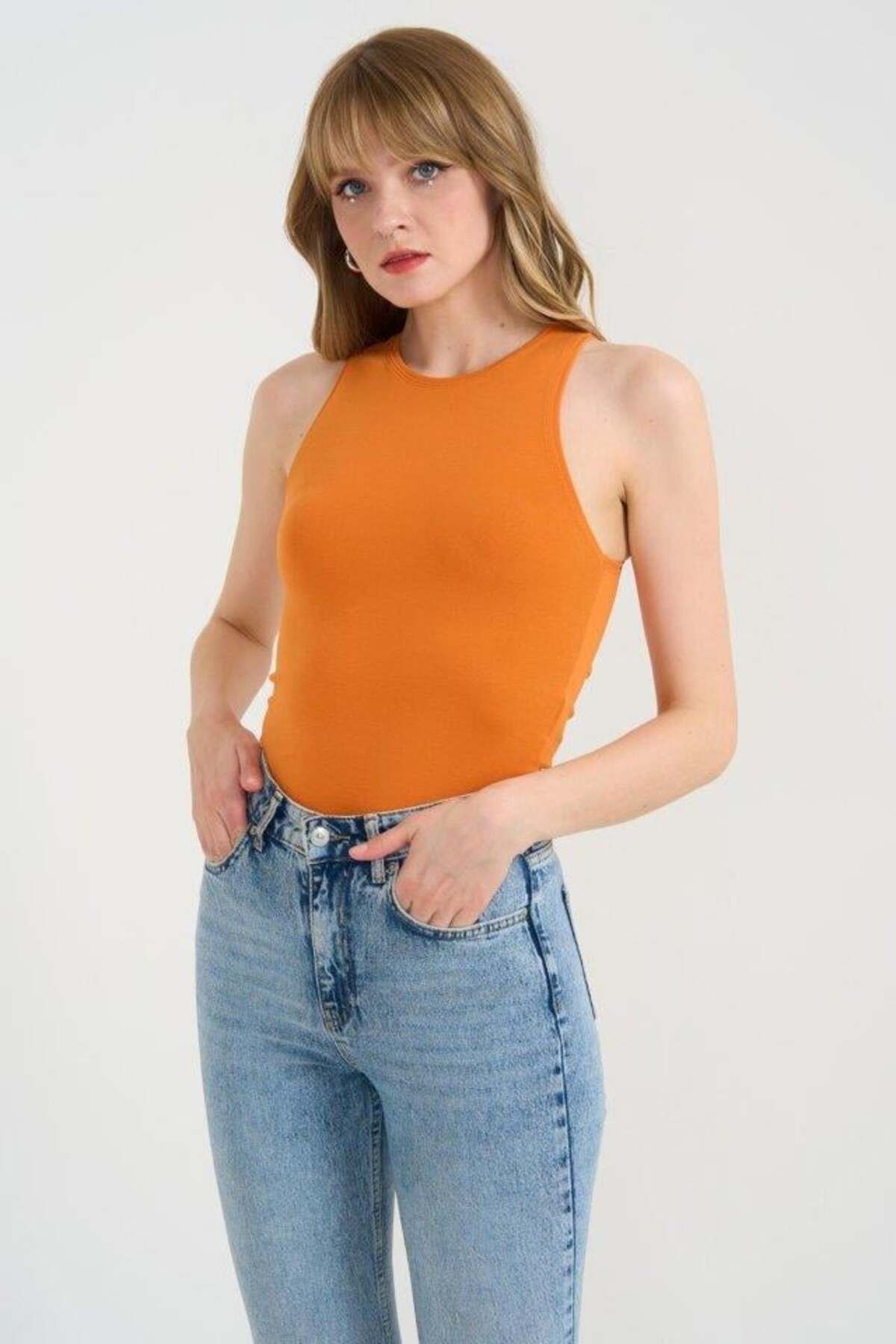 modamtn Örme Bisiklet Yaka Atlet - Oranj