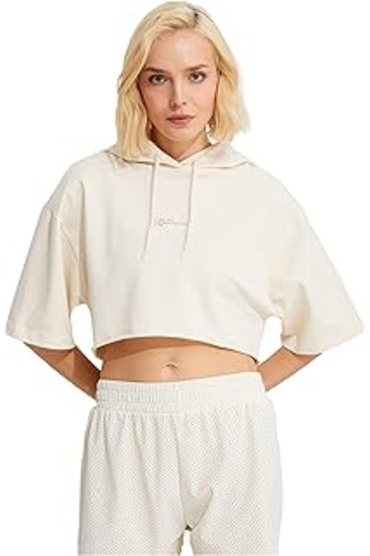 Pazarcan Kapüşonlu Crop Spor Tişört